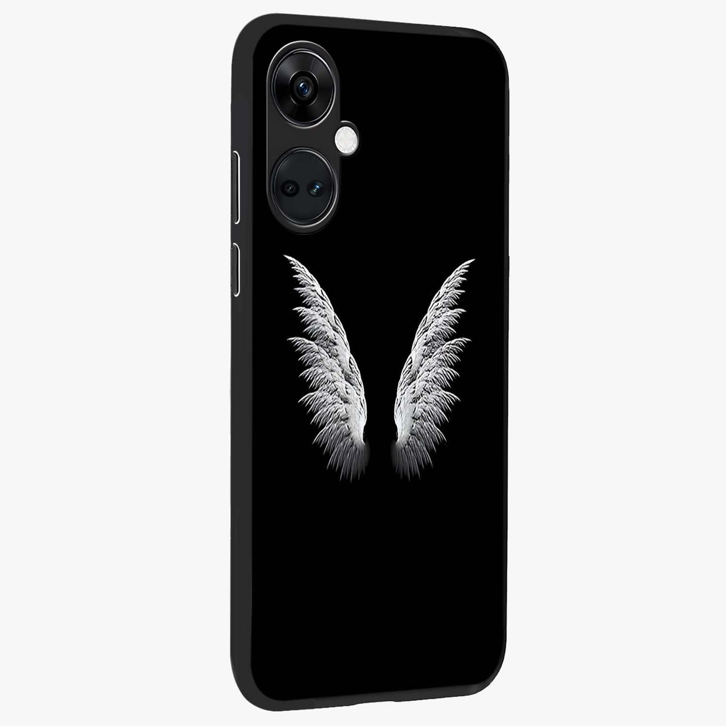 Angel Wing Grace Glass Case for 1+Nord CE 3 side perspective highlighting delicate wing illustration details