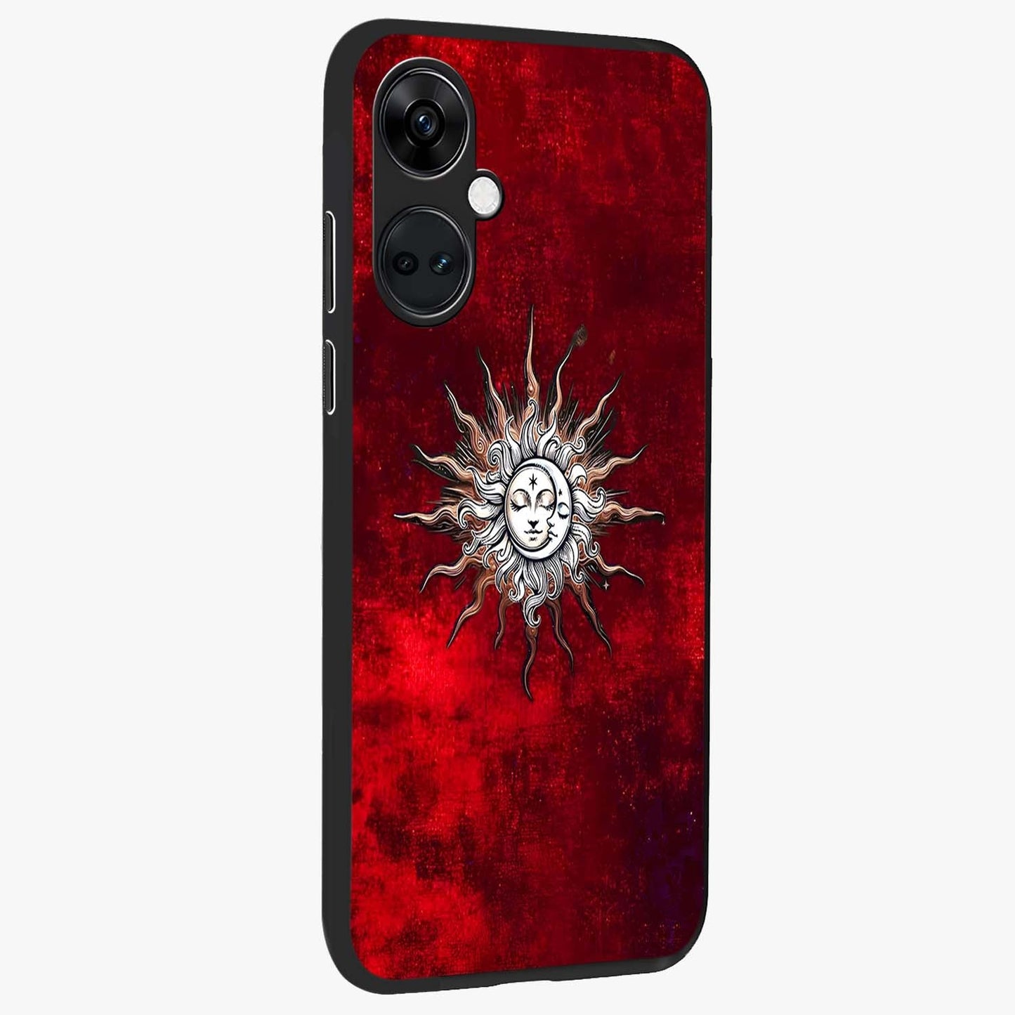 Cosmic Twin Eclipse Glass Case for 1+Nord CE 3 side perspective highlighting eclipse detailing and premium smooth build