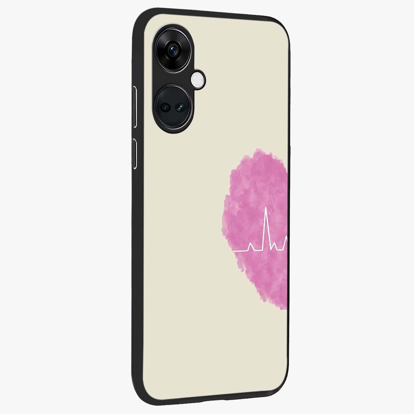 Heartbeat of Love Glass Case for 1+Nord Ce 3 side perspective highlighting delicate heart detailing and smooth premium edges