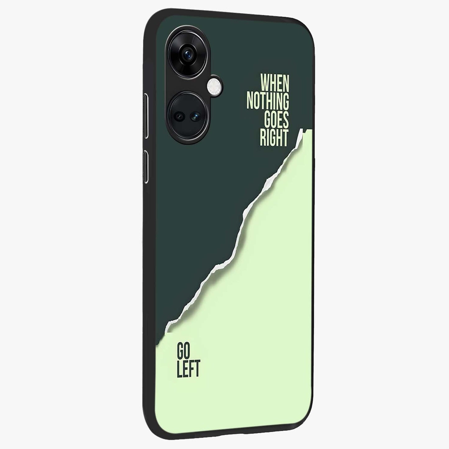 Let Go Quote Glass Case for 1+Nord CE 3 side perspective highlighting bold text detailing and smooth premium edges
