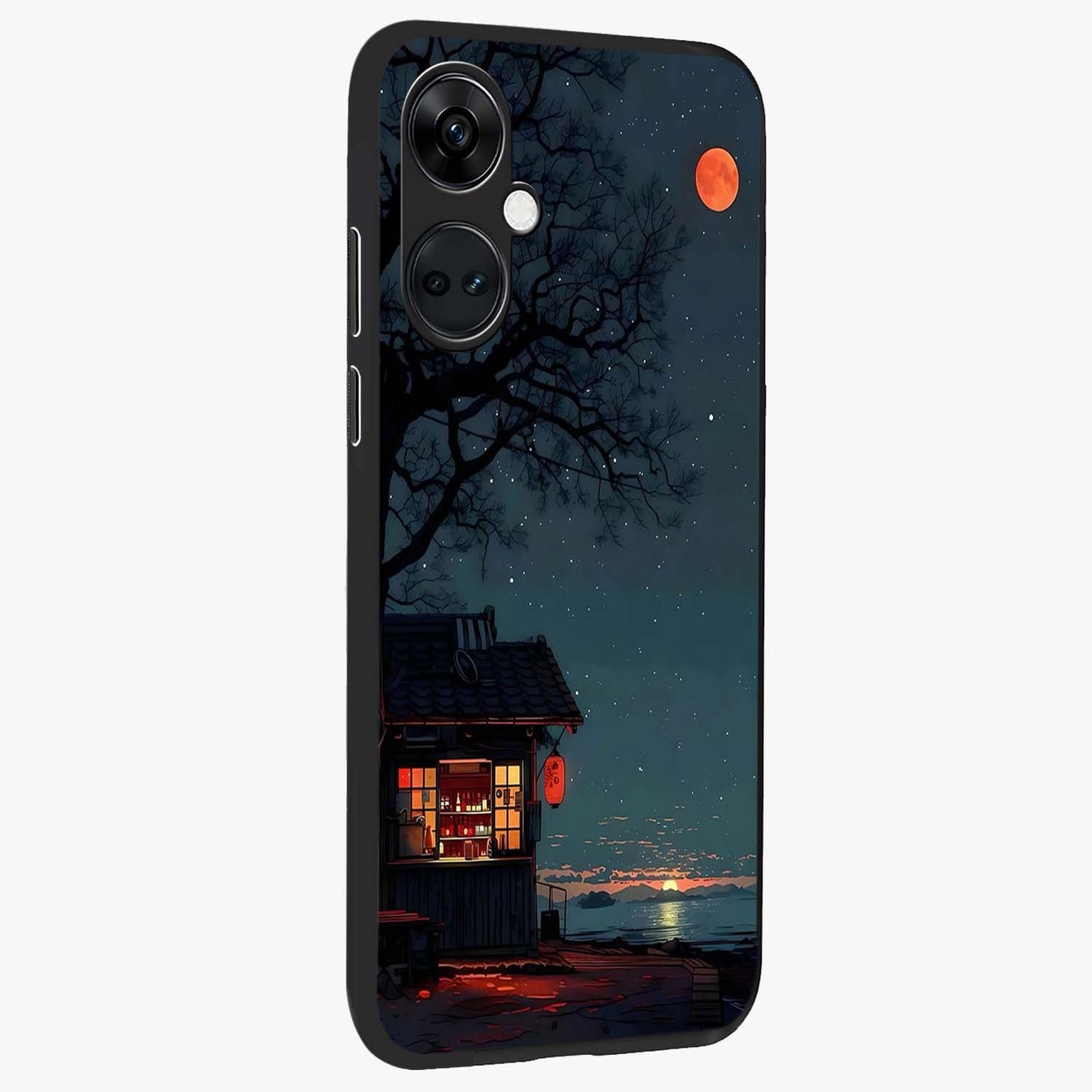 Midnight Lantern Glow Glass Case for 1+Nord CE 3 side perspective highlighting soft light textures and sleek build
