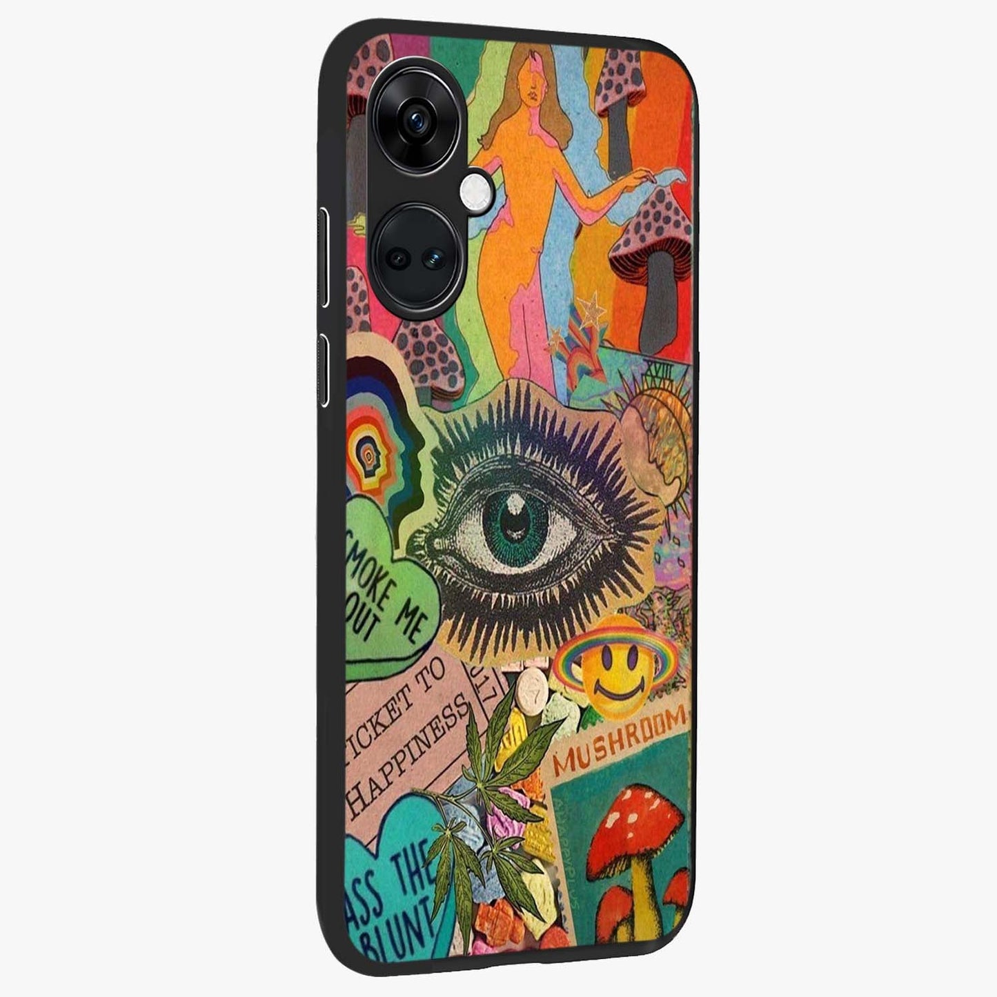 Mystic Eye Wonderland Glass Case for 1+Nord Ce 3 side perspective highlighting intricate eye detailing and smooth build