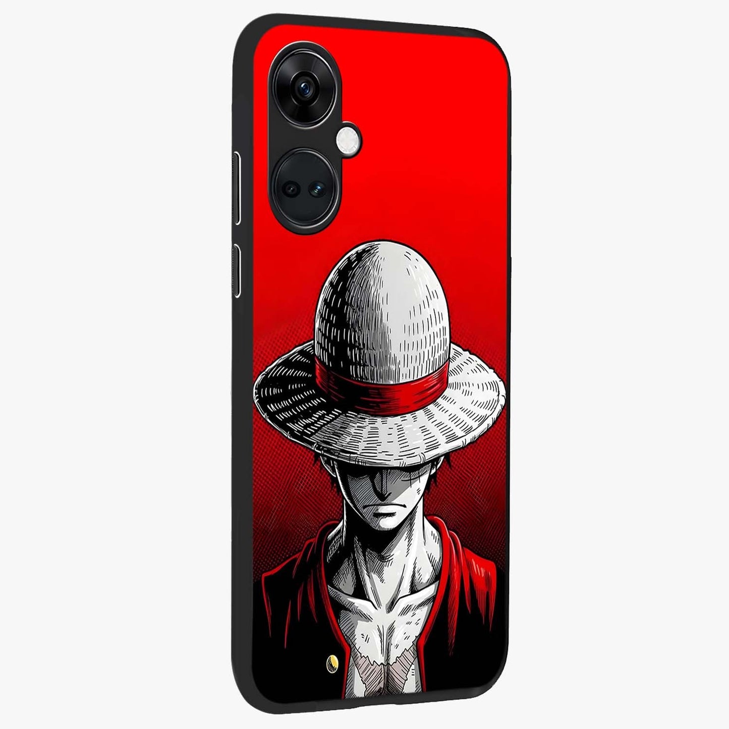 Scarlet Pirate Resolve Glass Case for 1+Nord CE 3 side perspective highlighting strong character detailing and sleek premium build