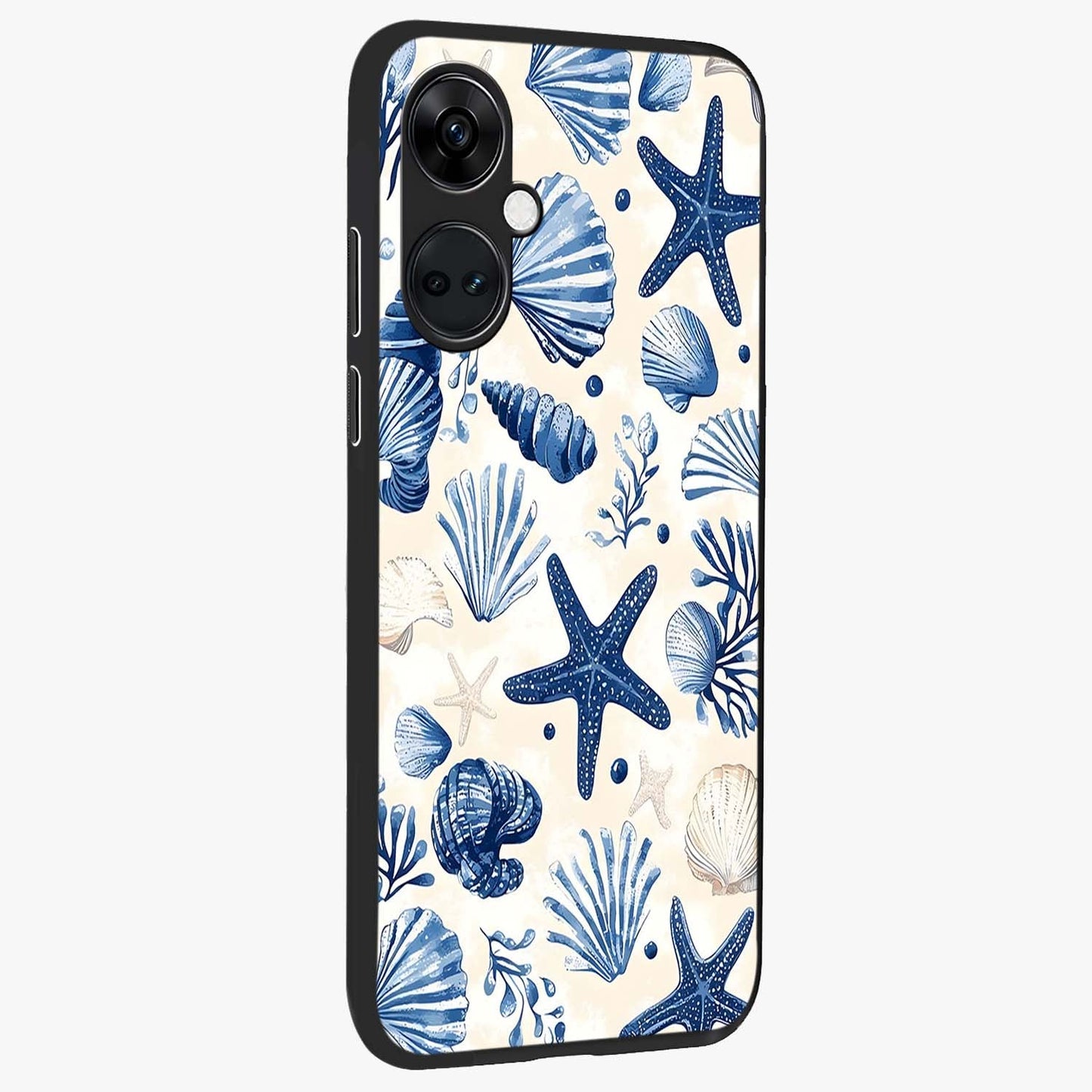 Seaside Starfish Magic Glass Case for 1+Nord CE 3 side perspective highlighting playful beach textures and sleek build
