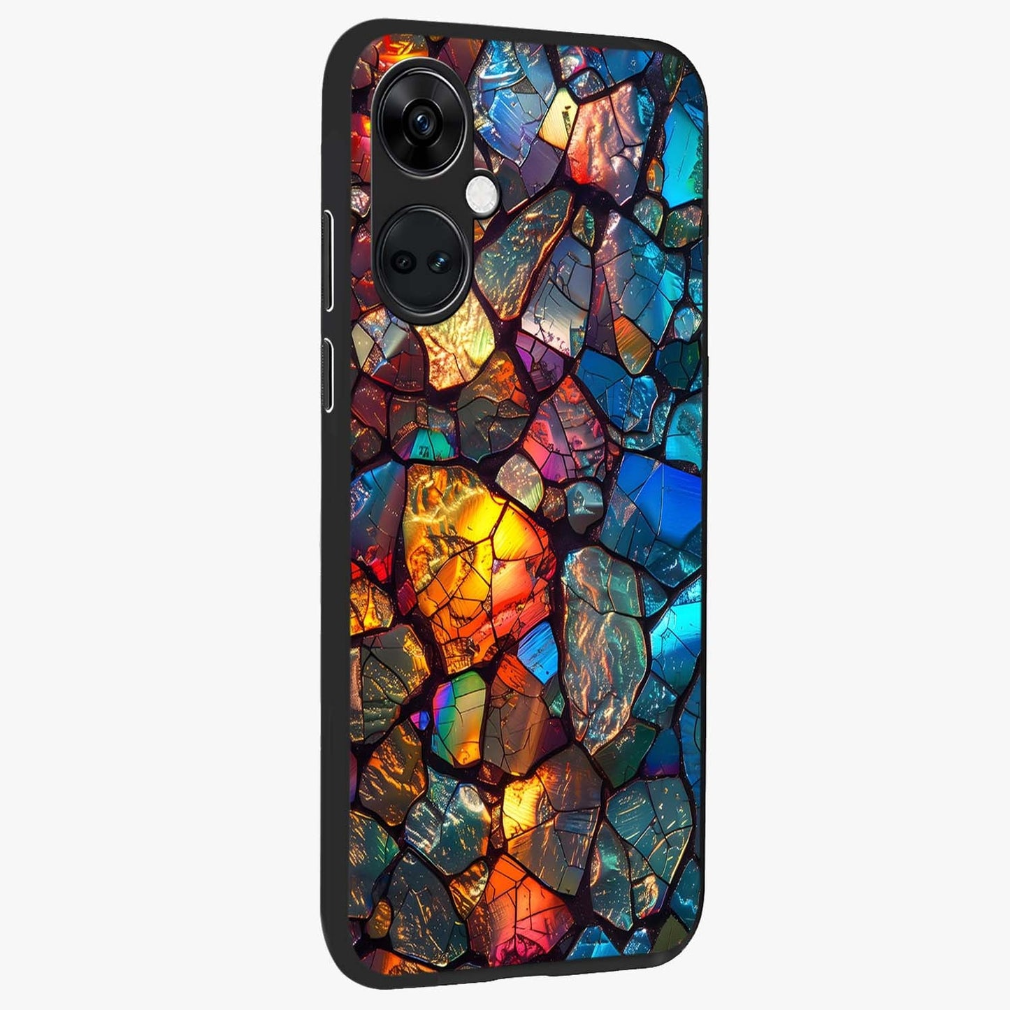 Shattered Light Glass Case for 1+Nord Ce 3 side perspective highlighting dynamic textures and premium edges