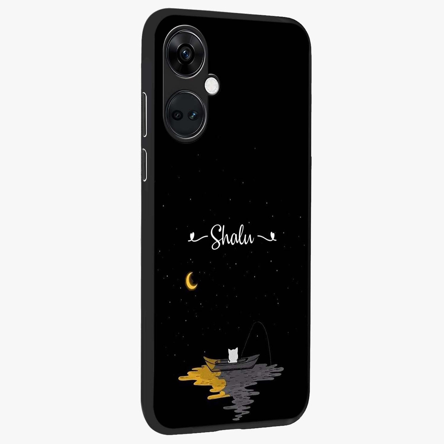 Silent Night Row Glass Case for 1+Nord Ce 3 side perspective highlighting moody textures and premium edges