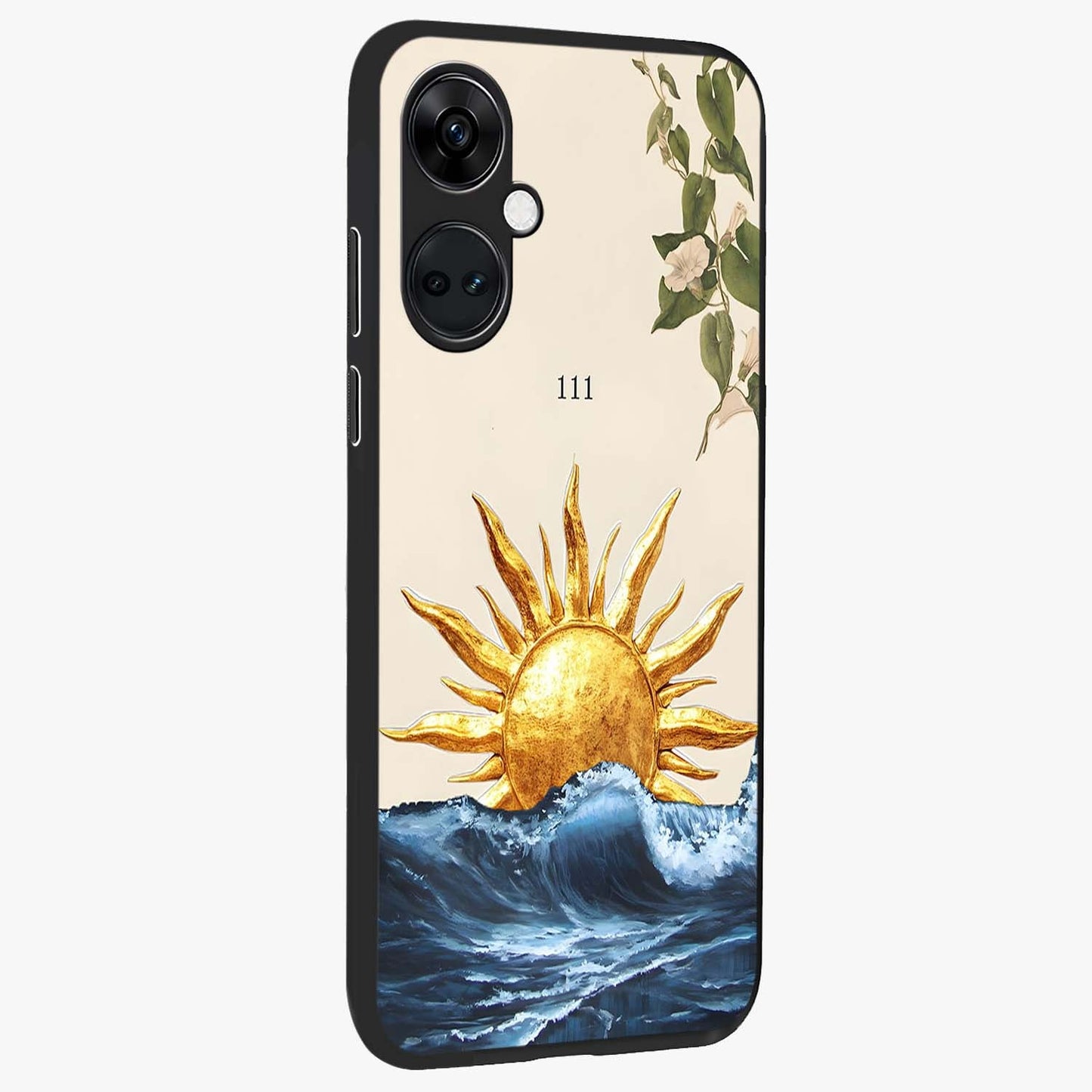 Solar Wave Bloom Glass Case for 1+Nord Ce 3 side perspective highlighting radiant textures and premium edges