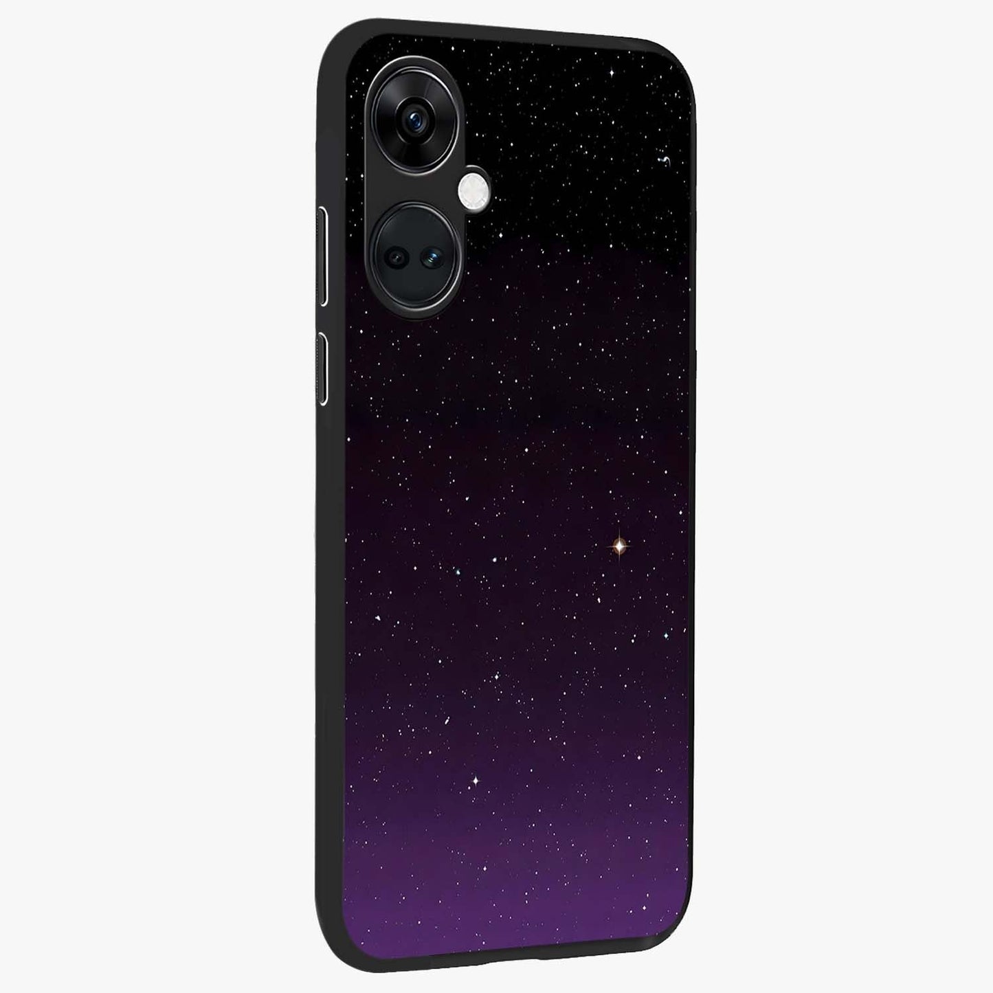Violet and Black Shade Glass Case for 1+Nord CE 3 side perspective highlighting smooth gradient textures and sleek build