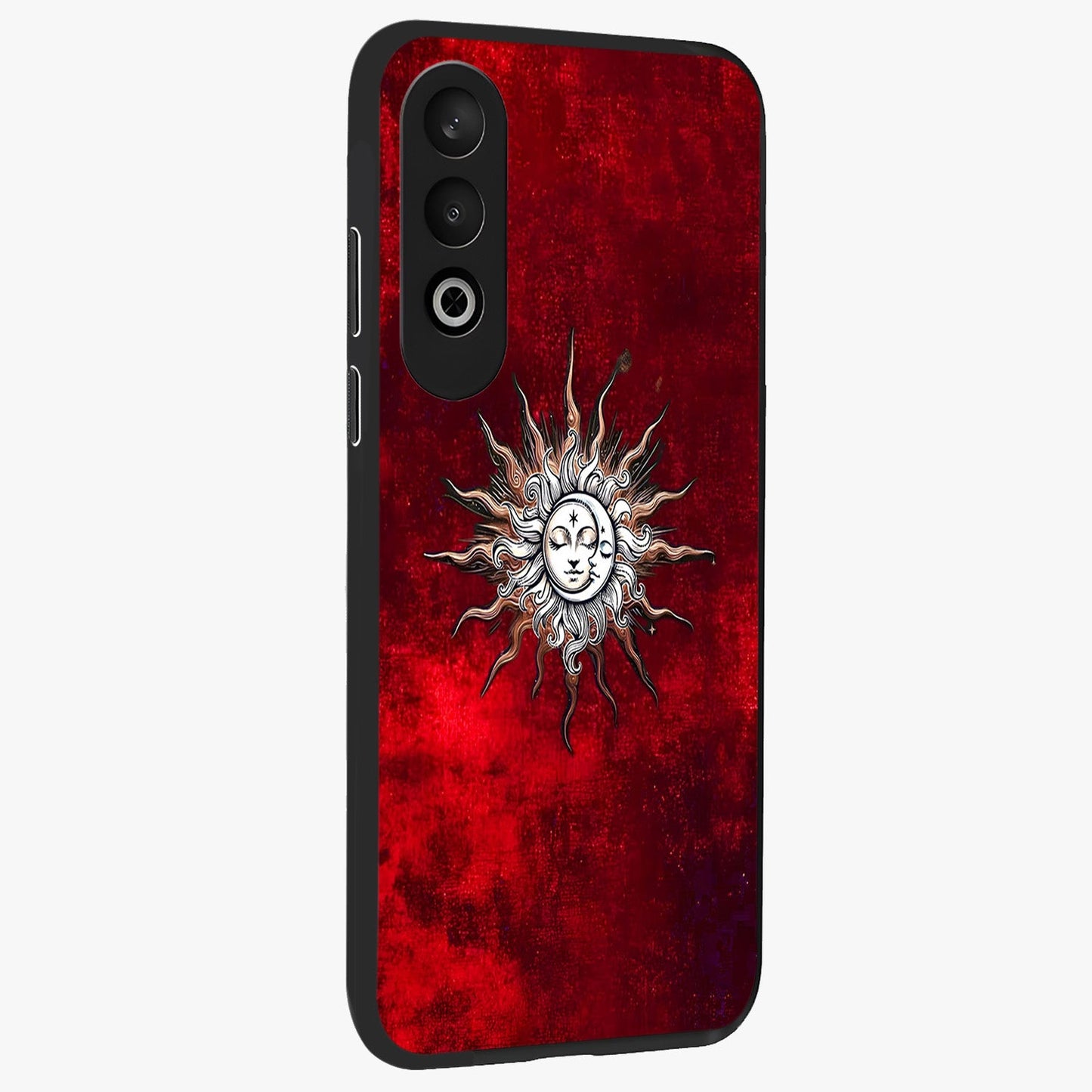 Cosmic Twin Eclipse Glass Case for 1+Nord Ce 4 side perspective highlighting eclipse detailing and premium smooth build