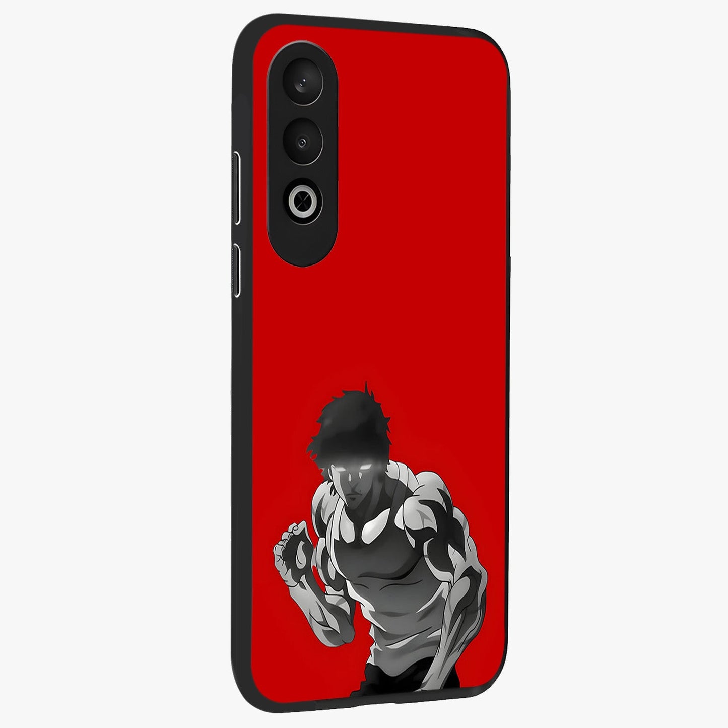 Crimson Power Rush Glass Case for 1+Nord Ce 4 side perspective highlighting sharp detailing and premium sporty edge