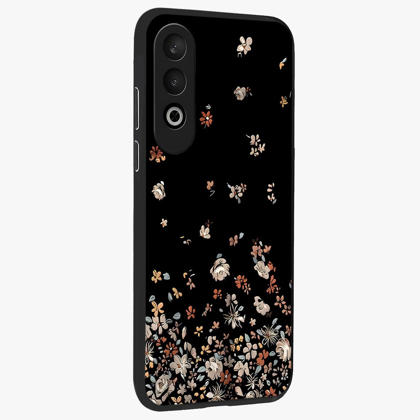 Dark Petal Aesthetic Glass Case for 1+Nord CE 4 side perspective highlighting refined textures and premium edge finish