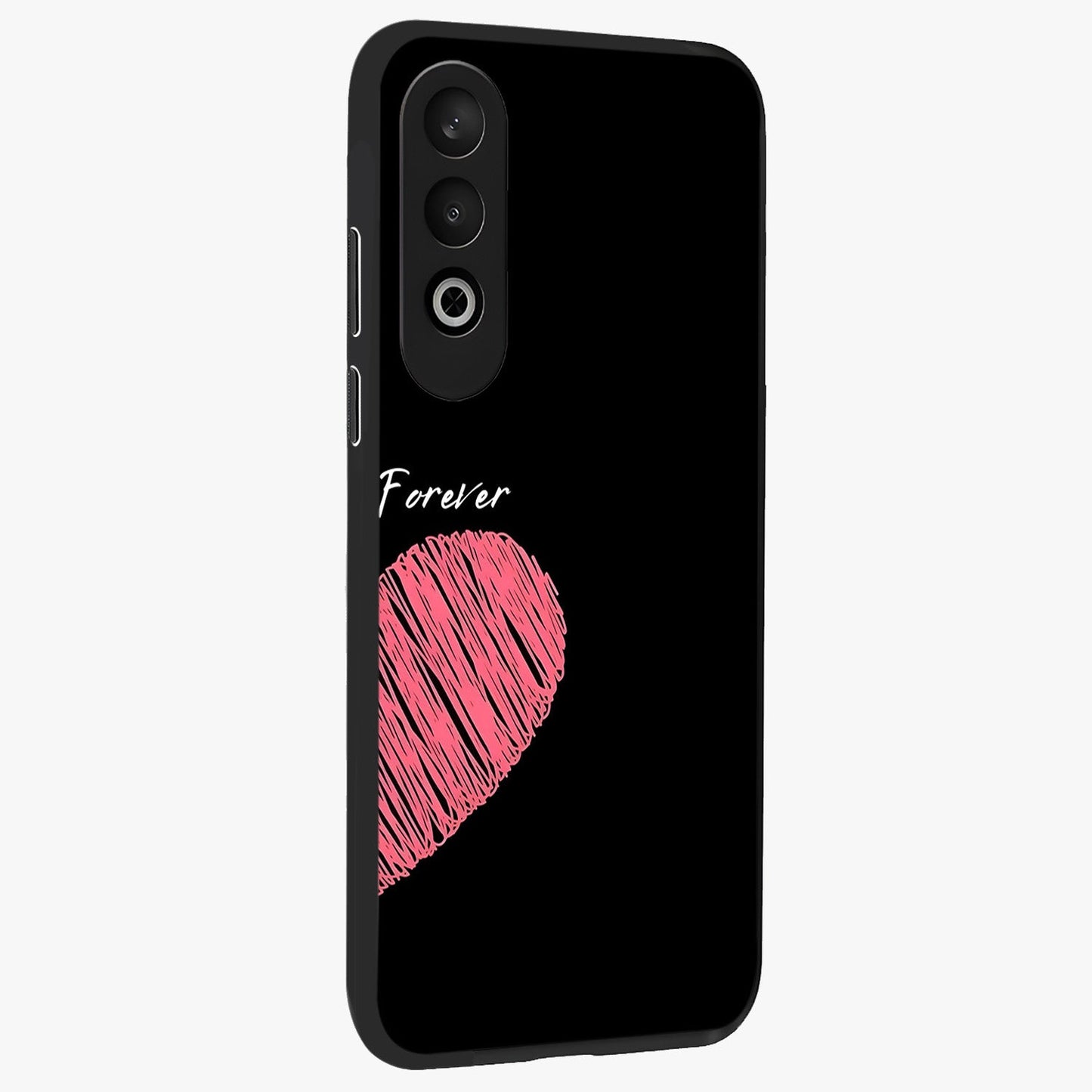 Love Forever Together Right Glass Case for 1+Nord CE 4 side perspective highlighting sweet illustration textures and premium edges