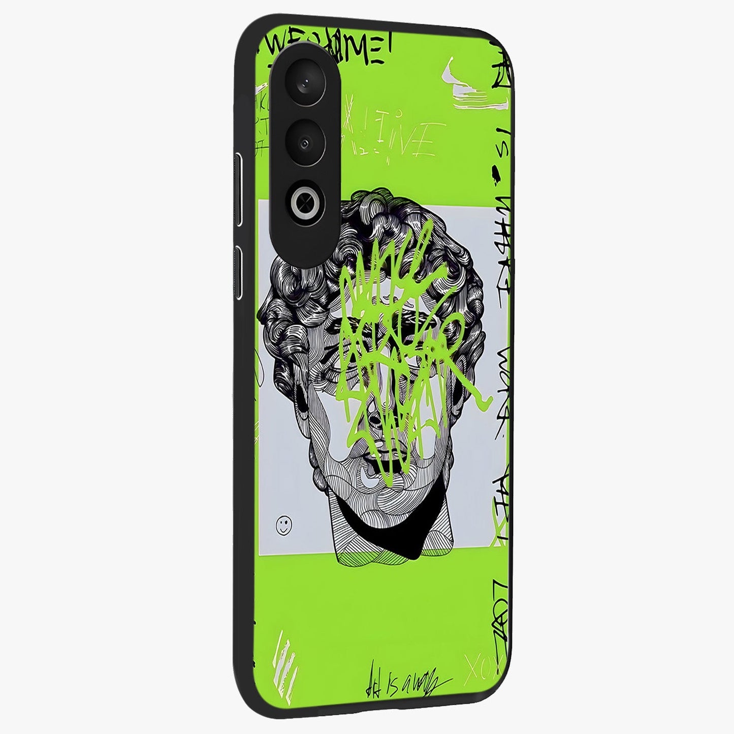 Neo Graffiti Rebellion Glass Case for 1+Nord CE 4 side perspective highlighting vibrant street textures and premium edges