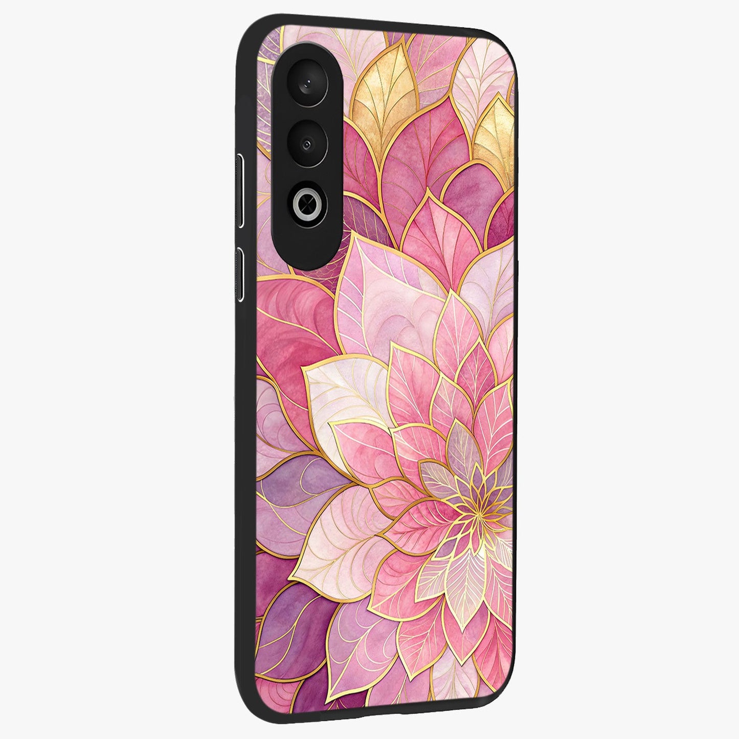 Petal Luxe Bloom Glass Case for 1+Nord CE 4 side perspective highlighting elegant textures and premium edge finish