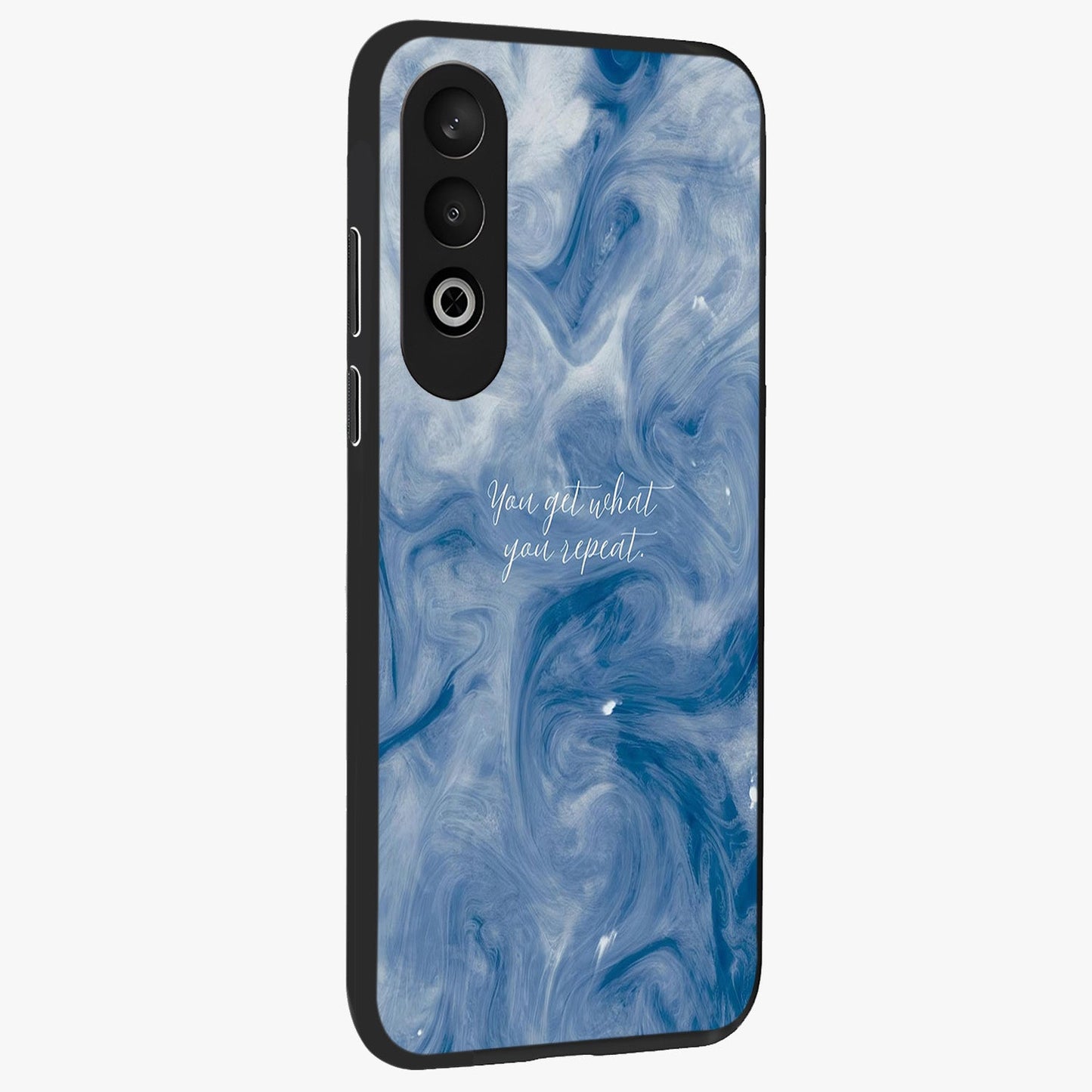 Repeat Your Destiny Glass Case for 1+Nord CE 4 side perspective highlighting strong text textures and premium edges