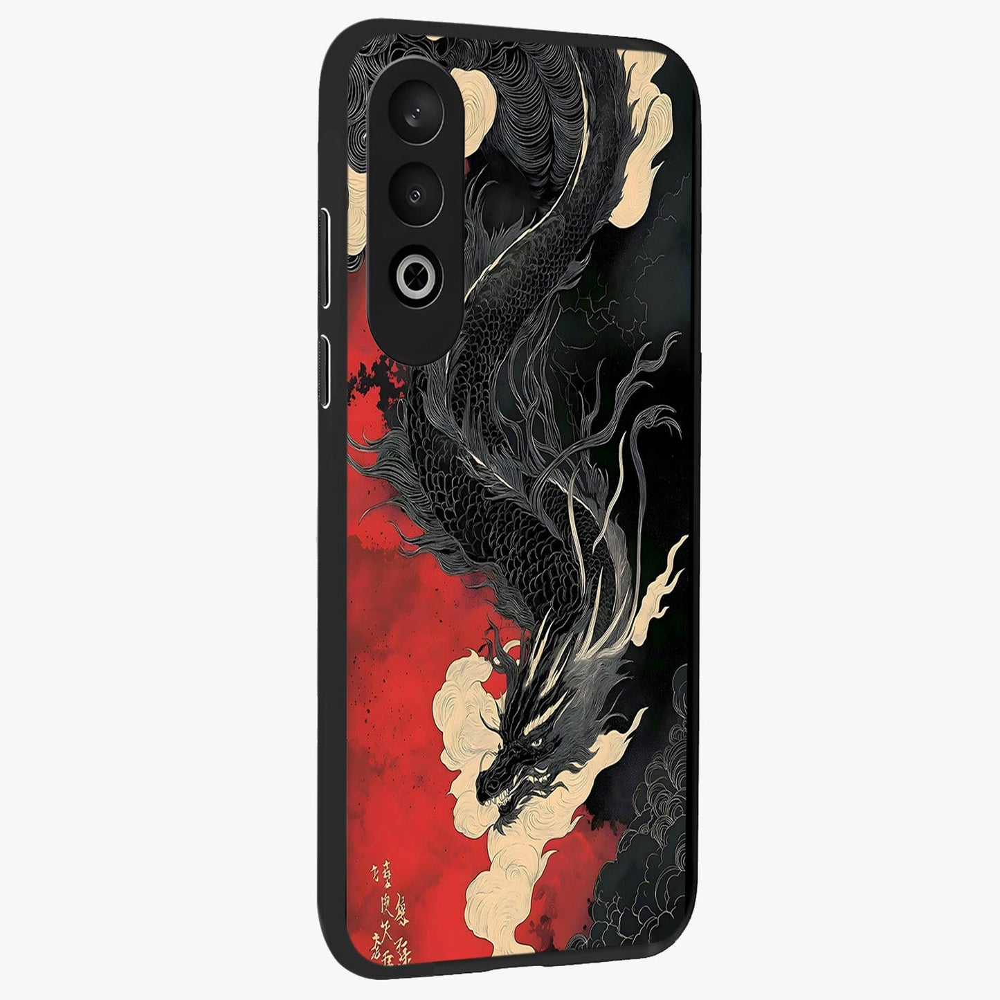 Shadow Dragon Fury Glass Case for 1+Nord CE 4 side perspective highlighting sharp dragon textures and sleek premium build