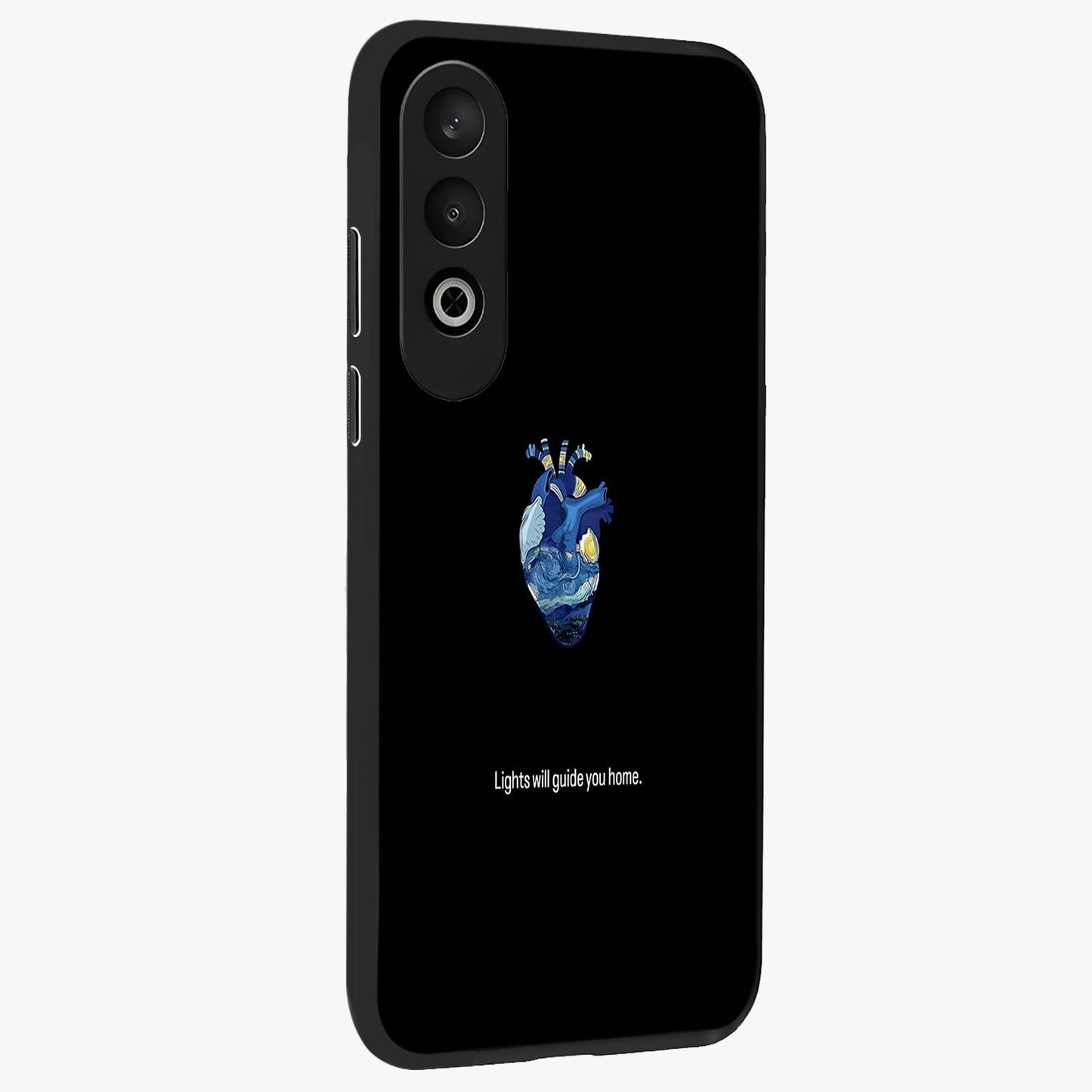 Starry Heart Compass Glass Case for 1+Nord CE 4 side perspective highlighting refined textures and sleek premium build