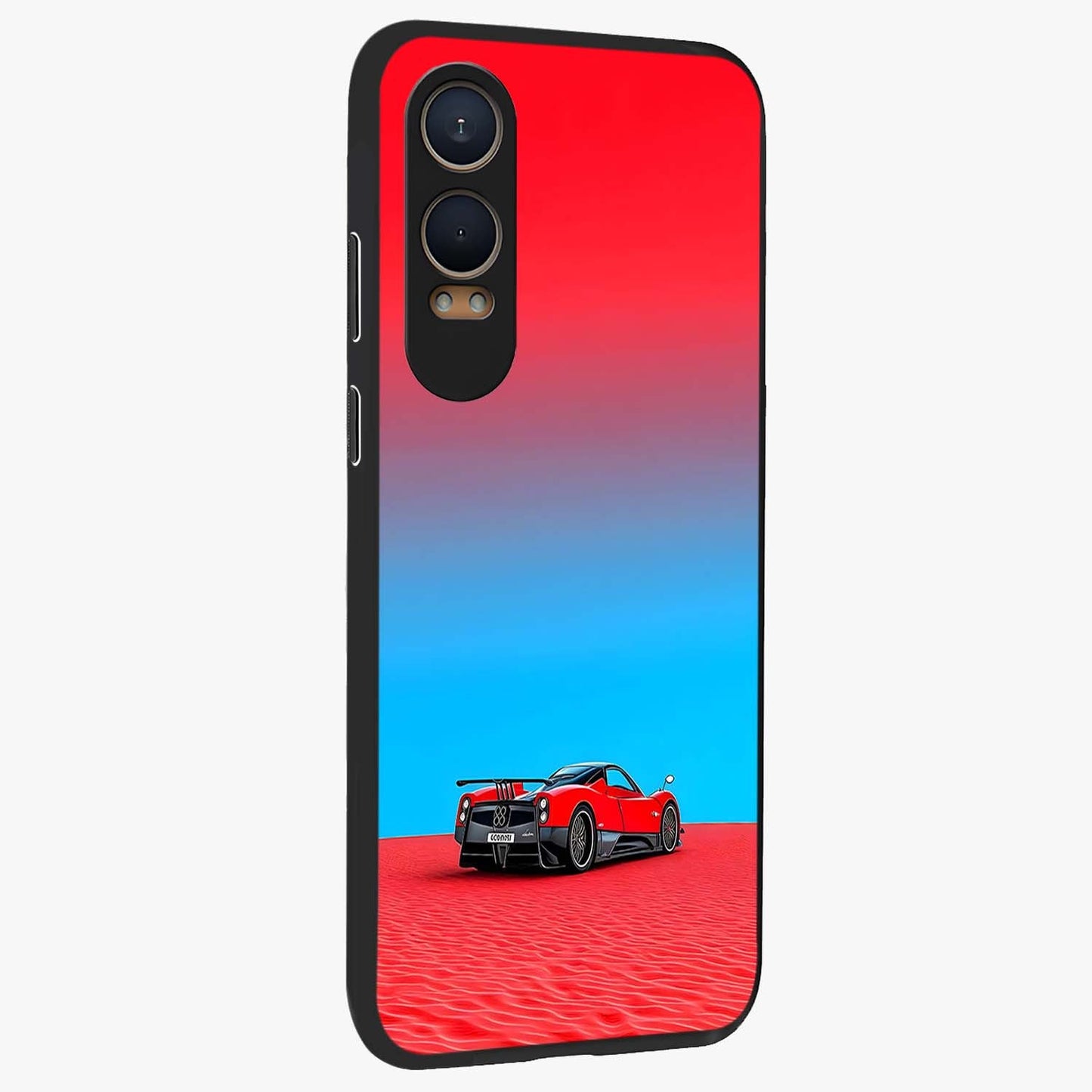 Crimson Speed Mirage Glass Case for 1+Nord CE 4 Lite side perspective highlighting smooth aerodynamic design and premium edges