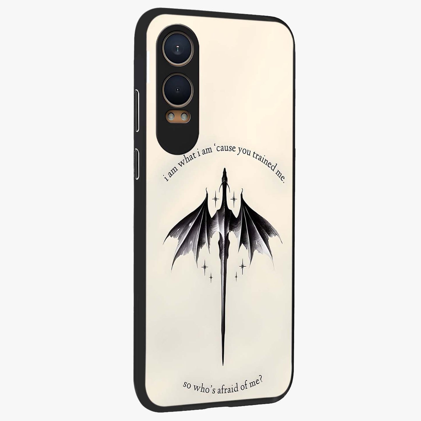 Dragon Quote Art Glass Case for 1+Nord CE 4 Lite side perspective highlighting intricate dragon textures and sleek build