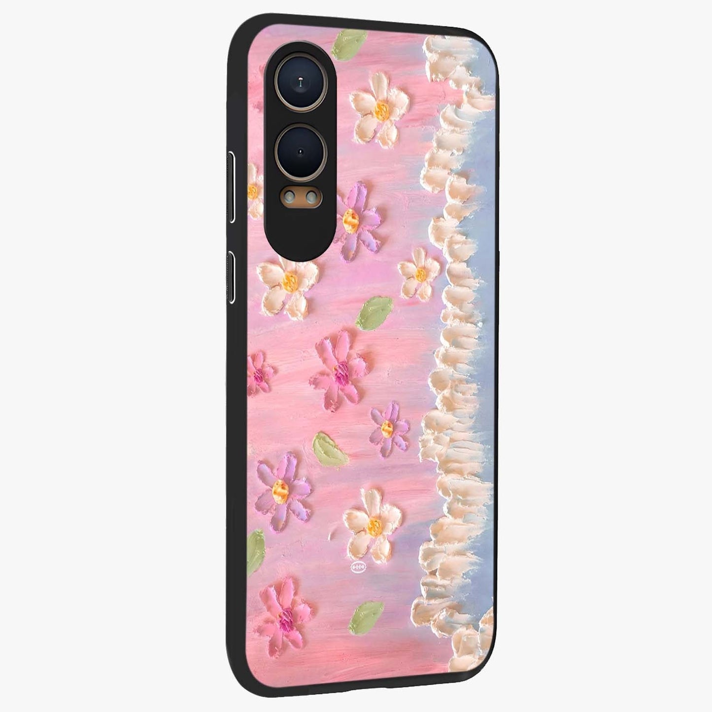 Dreamy Painted Garden Glass Case for 1+Nord CE 4 Lite side perspective highlighting colorful bloom details and premium edges