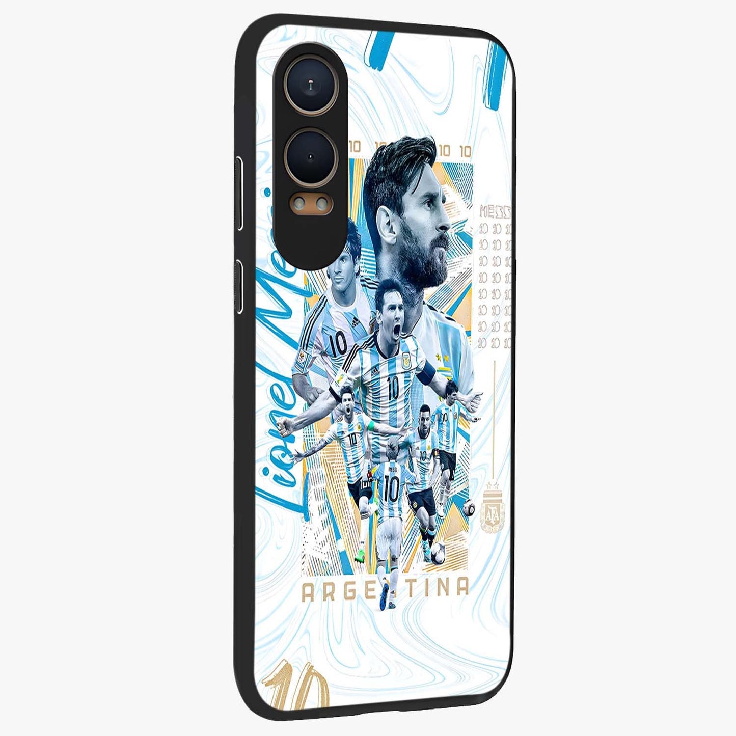 Golden Number Ten Glass Case for 1+Nord CE 4 Lite side perspective highlighting premium typography textures and smooth edges