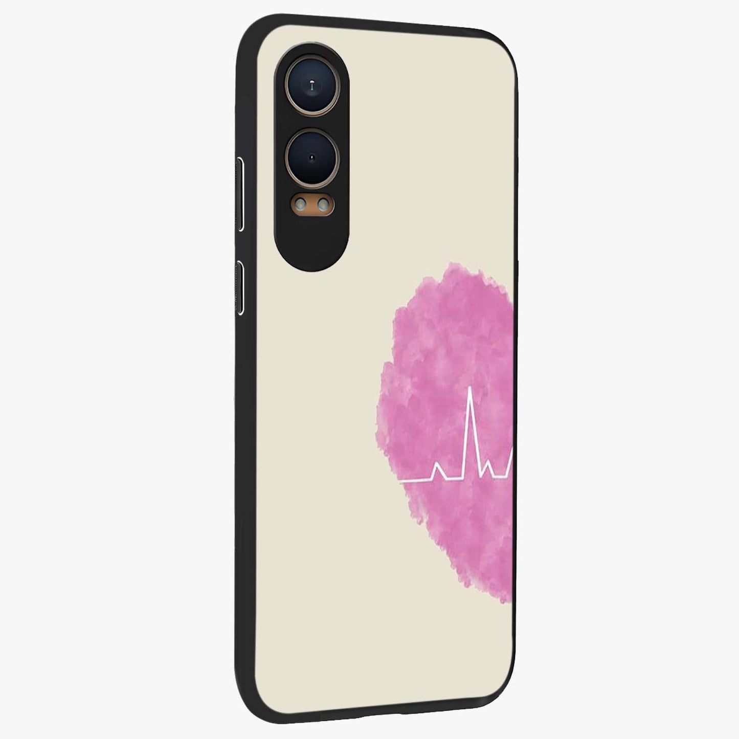 Heartbeat of Love Glass Case for 1+Nord Ce 4 Lite side perspective highlighting delicate heart detailing and smooth premium edges