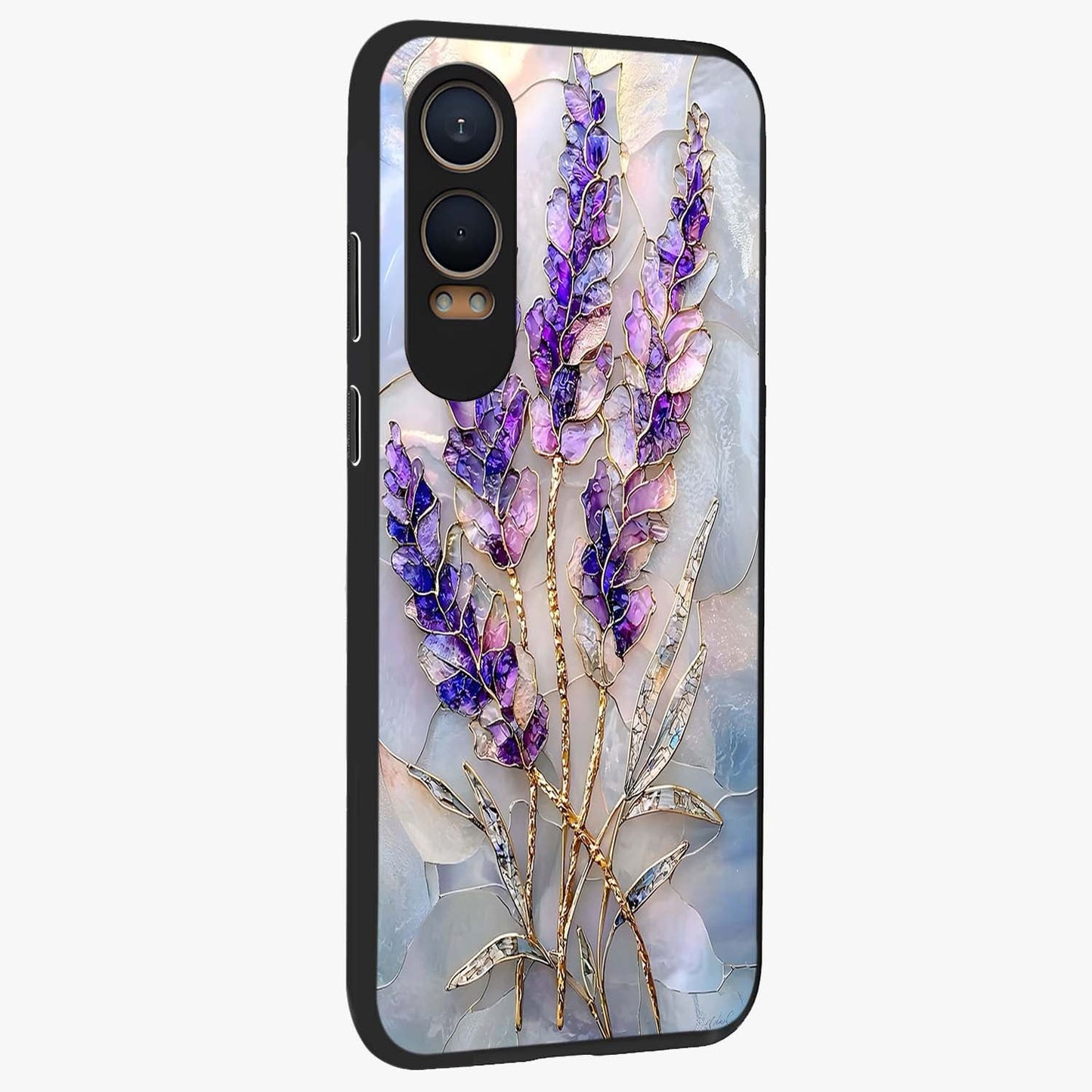Lavender Dream Glow Glass Case for 1+Nord Ce 4 Lite side perspective highlighting vibrant textures and smooth premium build
