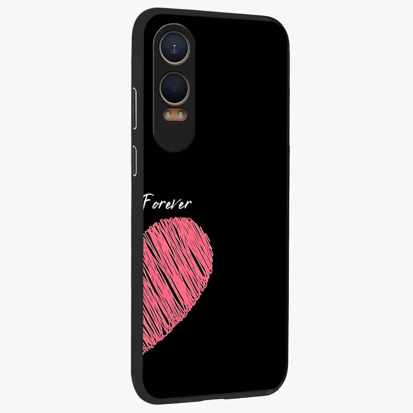Love Forever Together Right Glass Case for 1+Nord CE 4 Lite side perspective highlighting sweet illustration textures and premium edges