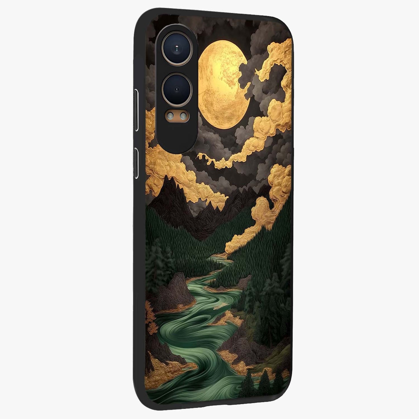 Lunar Silk Garden Glass Case for 1+Nord CE 4 Lite side perspective highlighting delicate bloom detailing and premium edges
