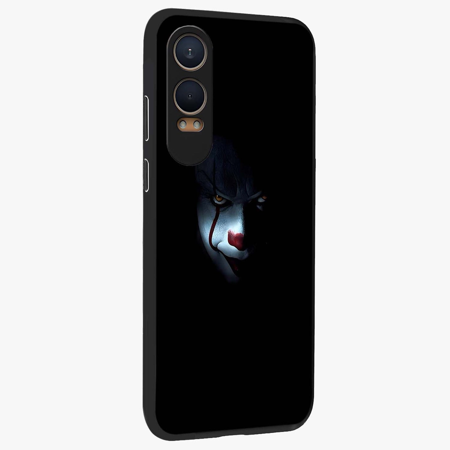 Midnight Madness Smile Glass Case for 1+Nord CE 4 Lite side perspective highlighting expressive textures and sleek edges
