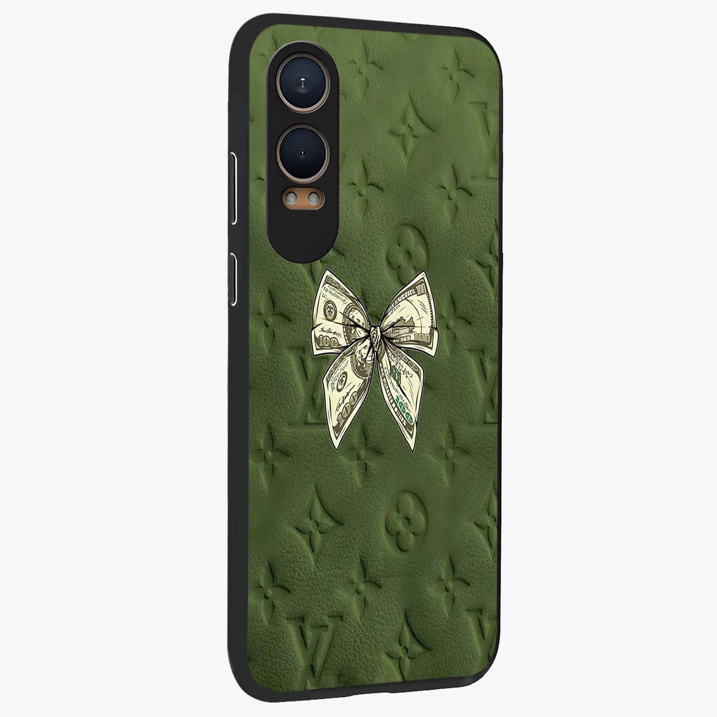 Money Bow Lv Glass Case for 1+Nord CE 4 Lite side perspective highlighting stylish textures and sleek build