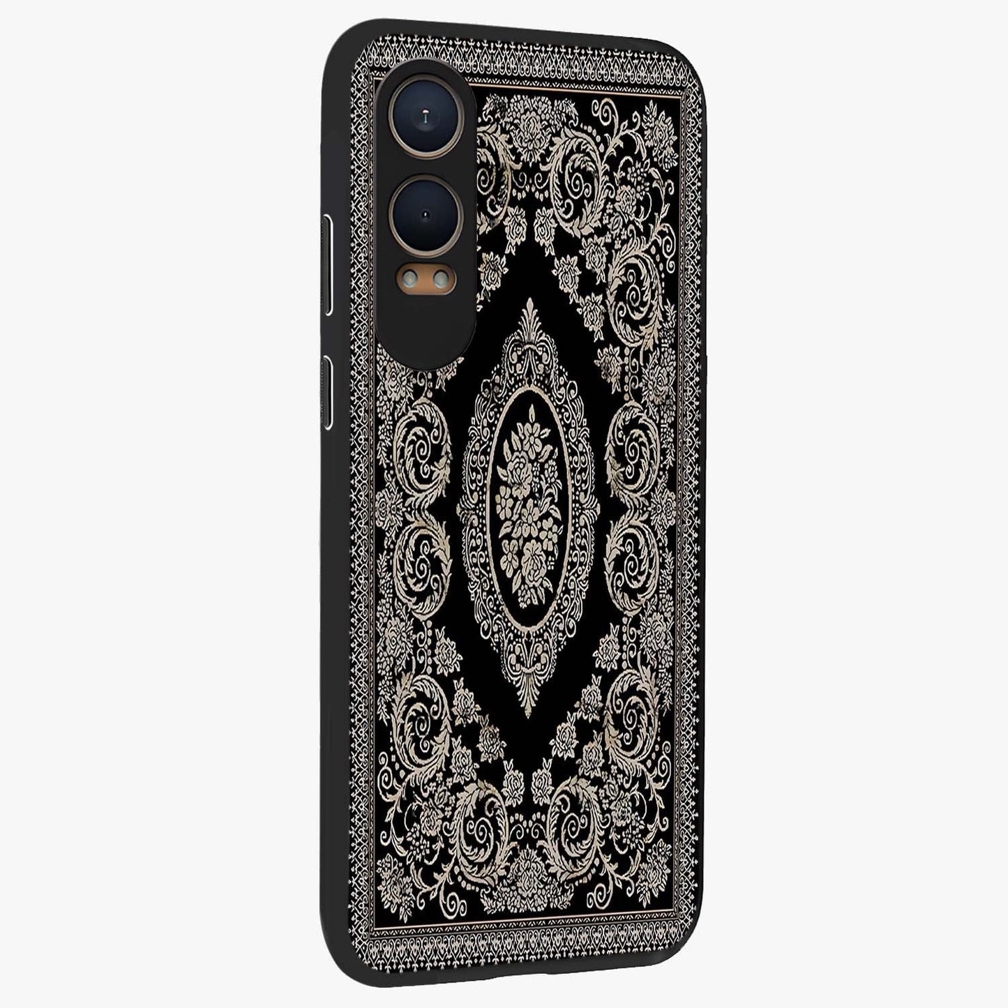 Noir Bloom Elegance Glass Case for 1+Nord CE 4 Lite side perspective highlighting subtle textures and sleek premium build