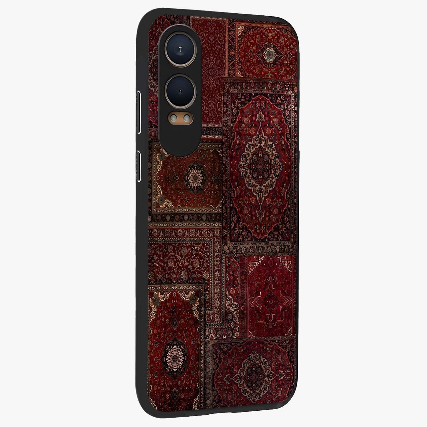 Persian Velvet Tale Glass Case for 1+Nord CE 4 Lite side perspective highlighting ornate detailing and smooth premium build