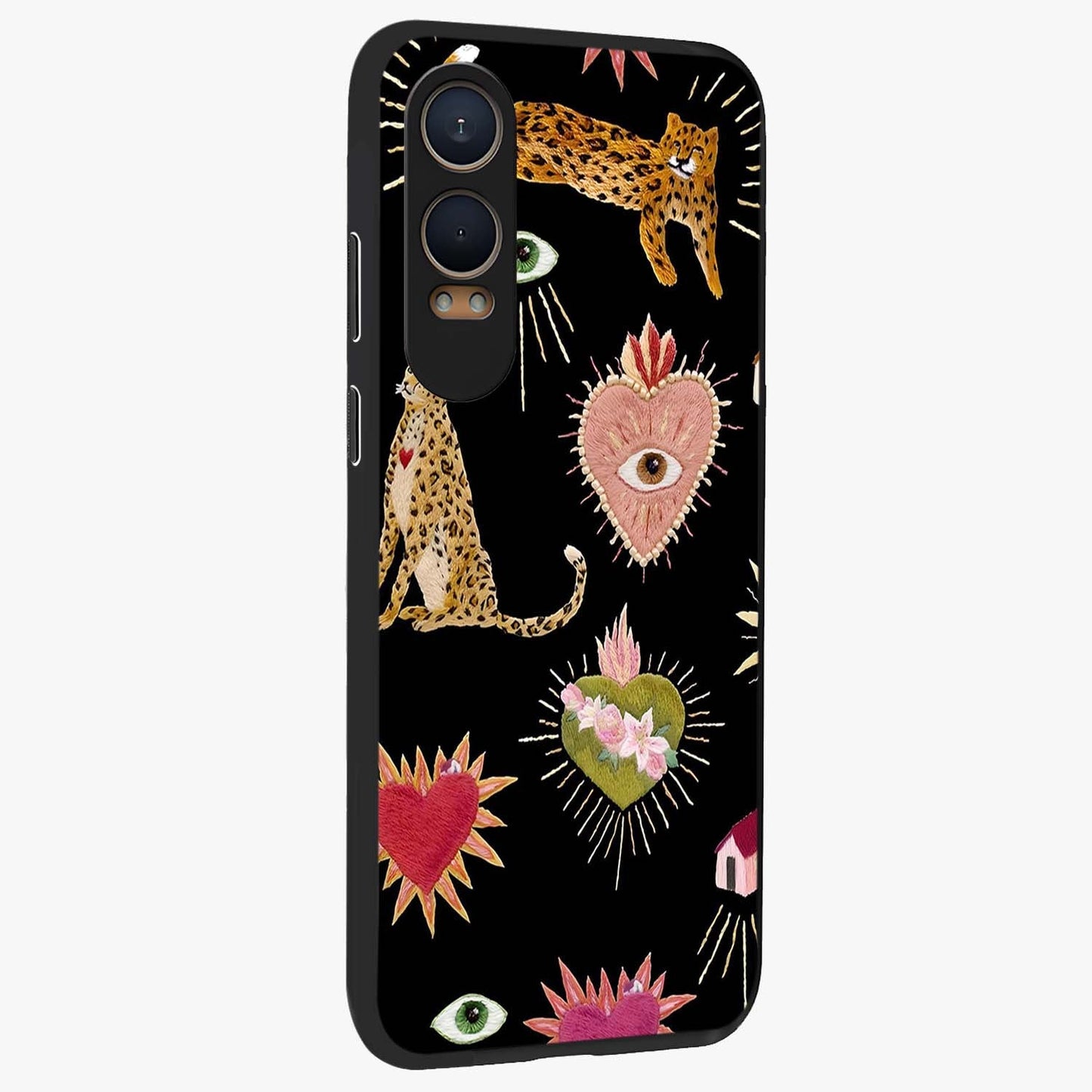 Sacred Jungle Heart Glass Case for 1+Nord CE 4 Lite side perspective highlighting lush textures and premium edges