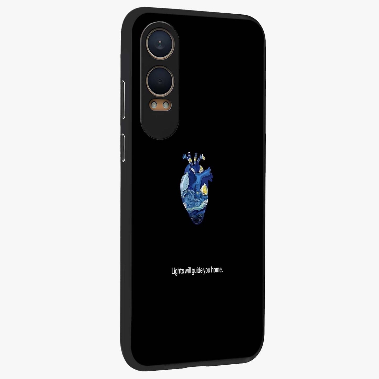 Starry Heart Compass Glass Case for 1+Nord CE 4 Lite side perspective highlighting refined textures and sleek premium build