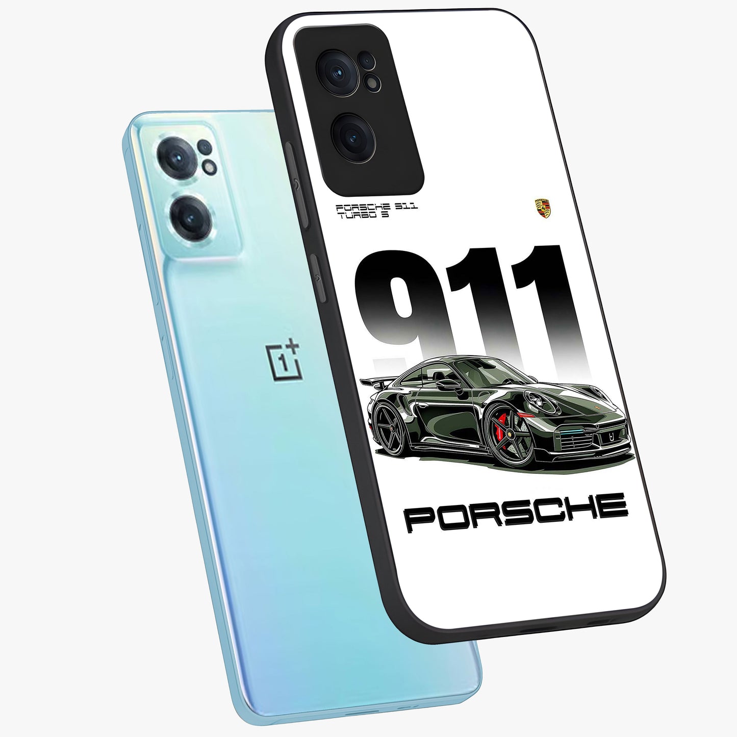 911 Turbo Dominance Glass Case for 1+Nord Ce 2 stylish side perspective highlighting sleek edges and high detail sports car illustration
