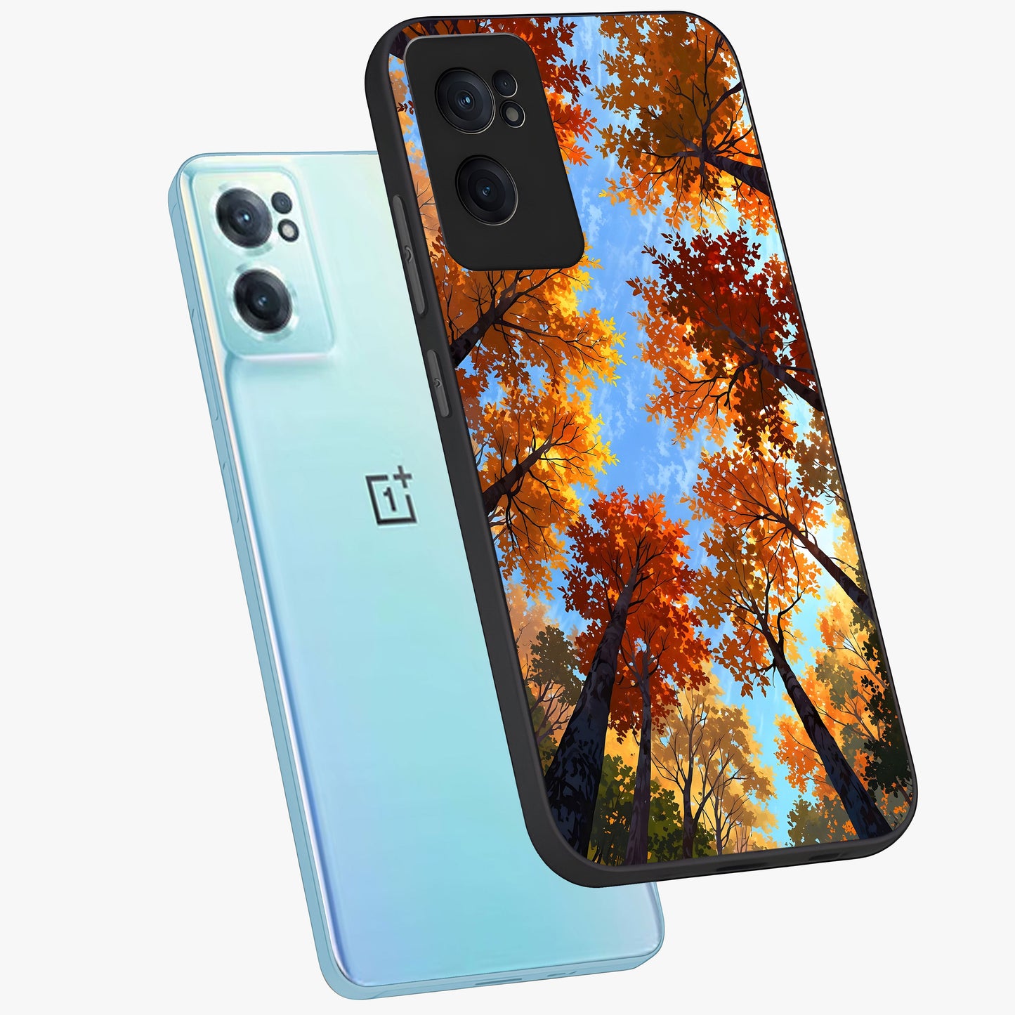 Amber Canopy Glow Glass Case for 1+Nord Ce 2 side perspective highlighting rich nature inspired design details