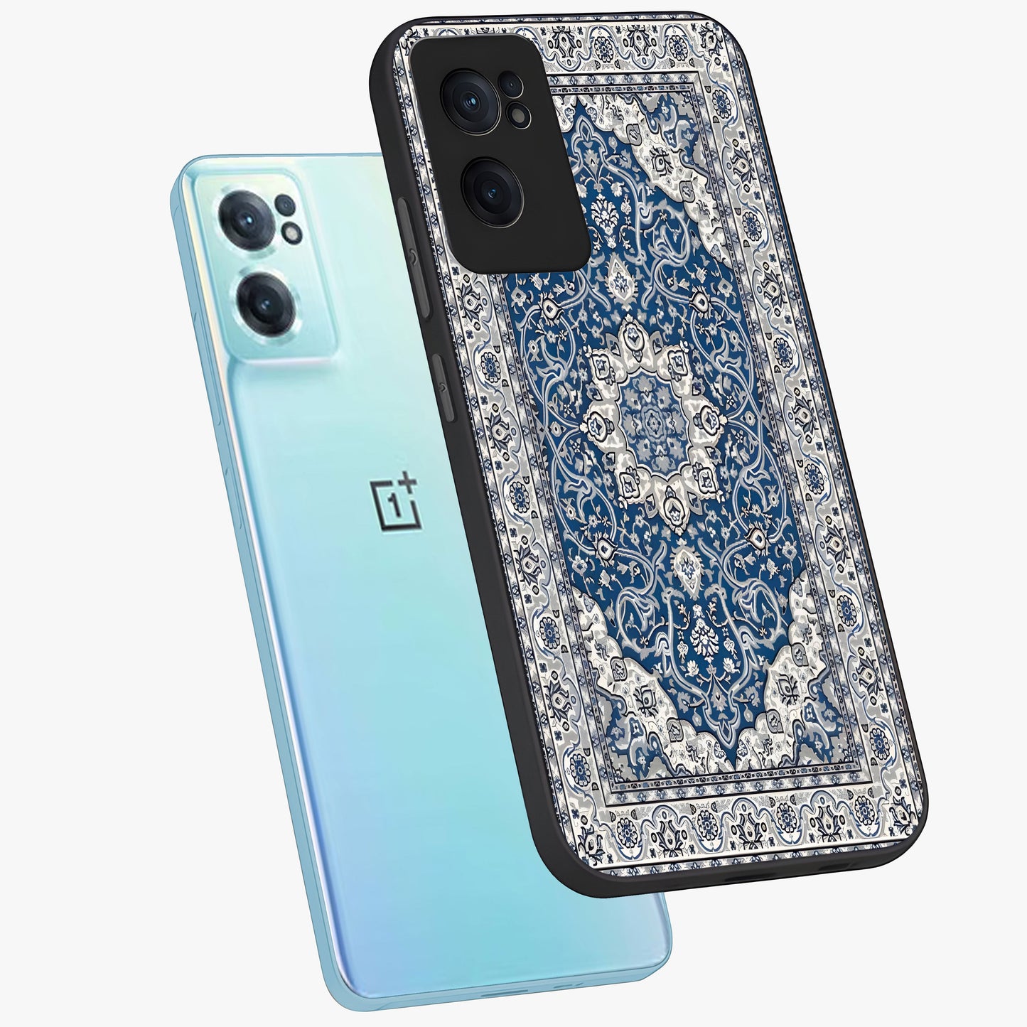 Blue Palace Dream Glass Case for 1+Nord Ce 2 side perspective highlighting intricate palace design and sleek edges