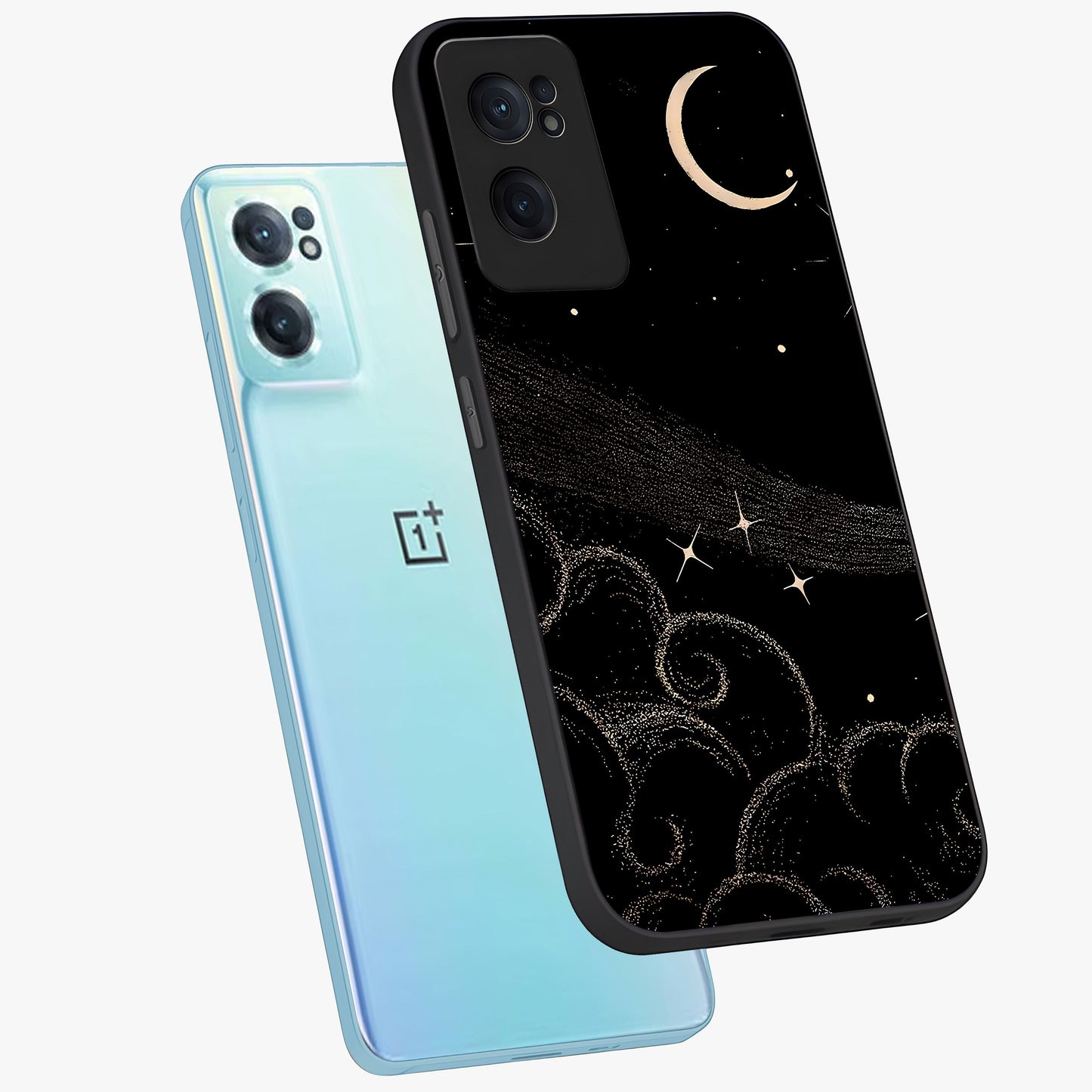 Celestial Midnight Veil Glass Case for 1+Nord CE 2 side perspective highlighting rich night tones and sleek premium edges