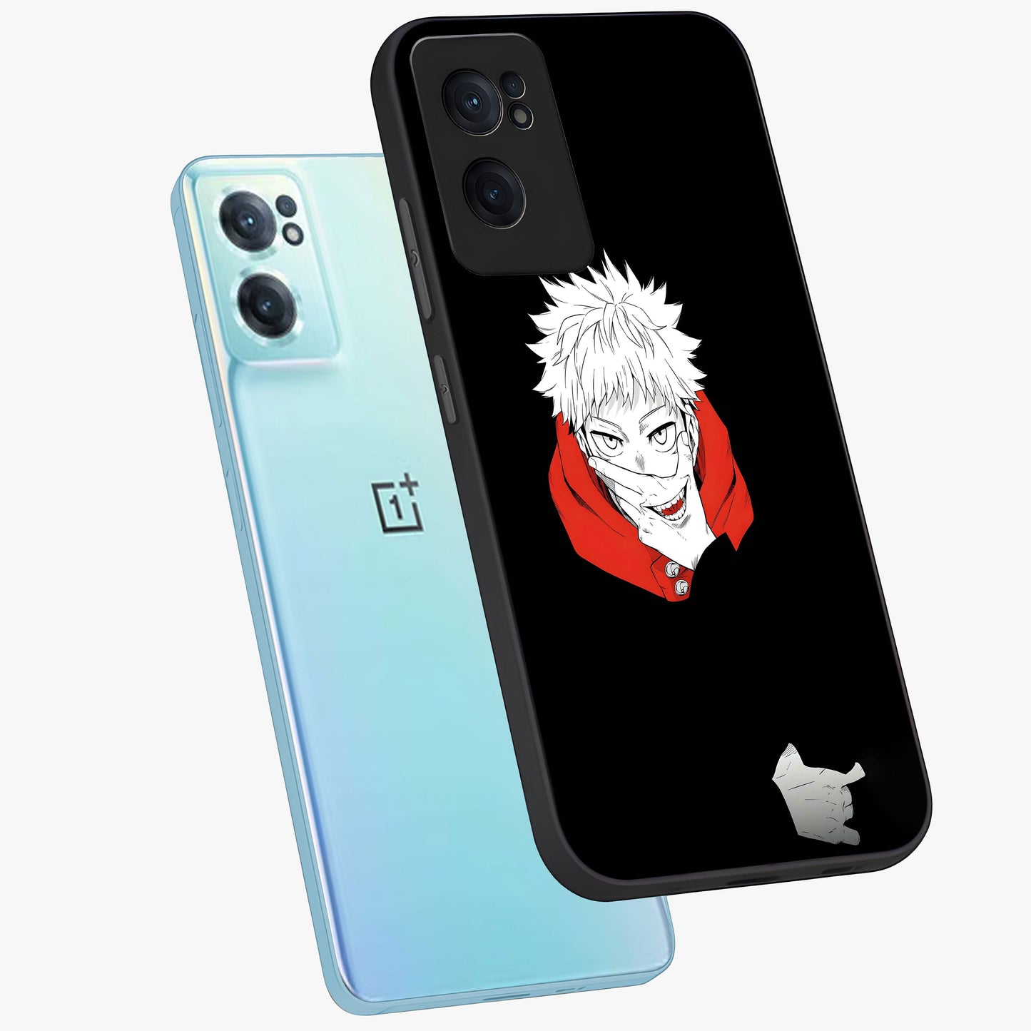 Crimson Chaos Smile Glass Case for 1+Nord CE 2 side perspective highlighting intense color contrast and sleek edges