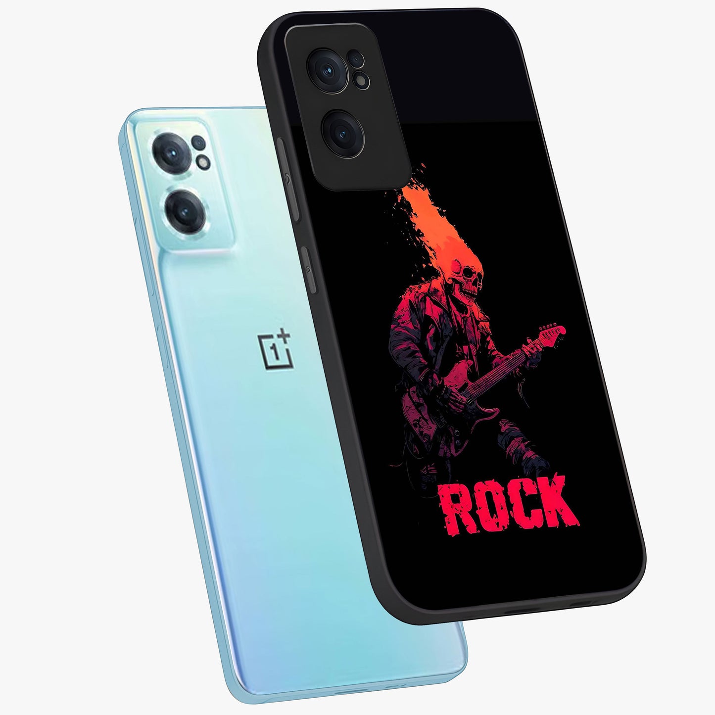 Hellfire Rock Anthem Glass Case for 1+Nord CE 2 displayed upright for powerful statement visibility and premium finish.