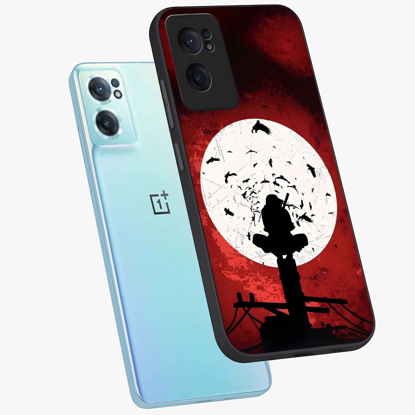 Itachi Limited Edition Naruto Anime Case Glass Case for 1+Nord CE 2 side perspective highlighting sharp anime detailing and premium edges