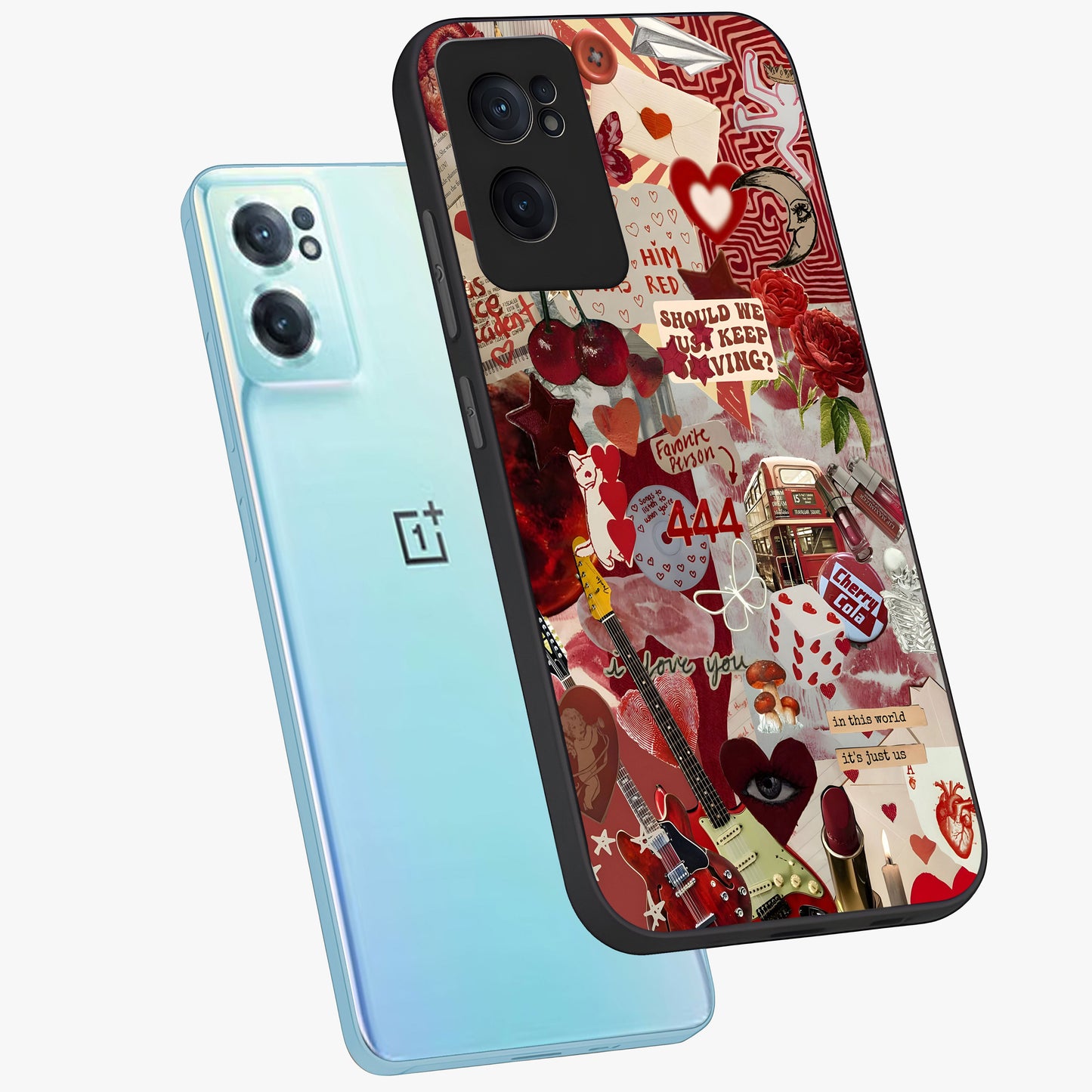 Lover’S Red Chaos Glass Case for 1+Nord CE 2 side perspective highlighting edgy detailing and premium build