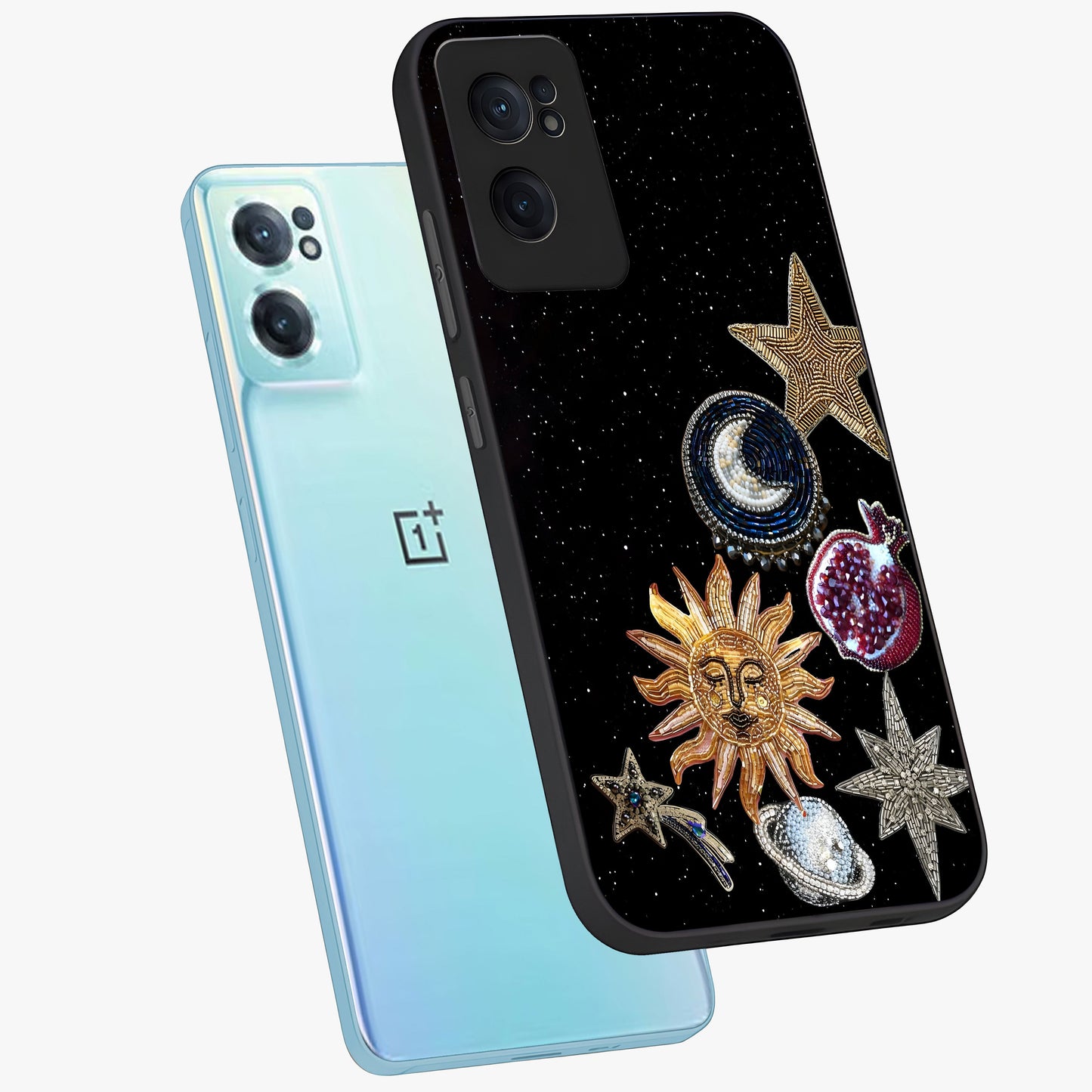 Scarlet Sky Flight Glass Case for 1+Nord Ce 2 side perspective highlighting smooth sky textures and premium edges