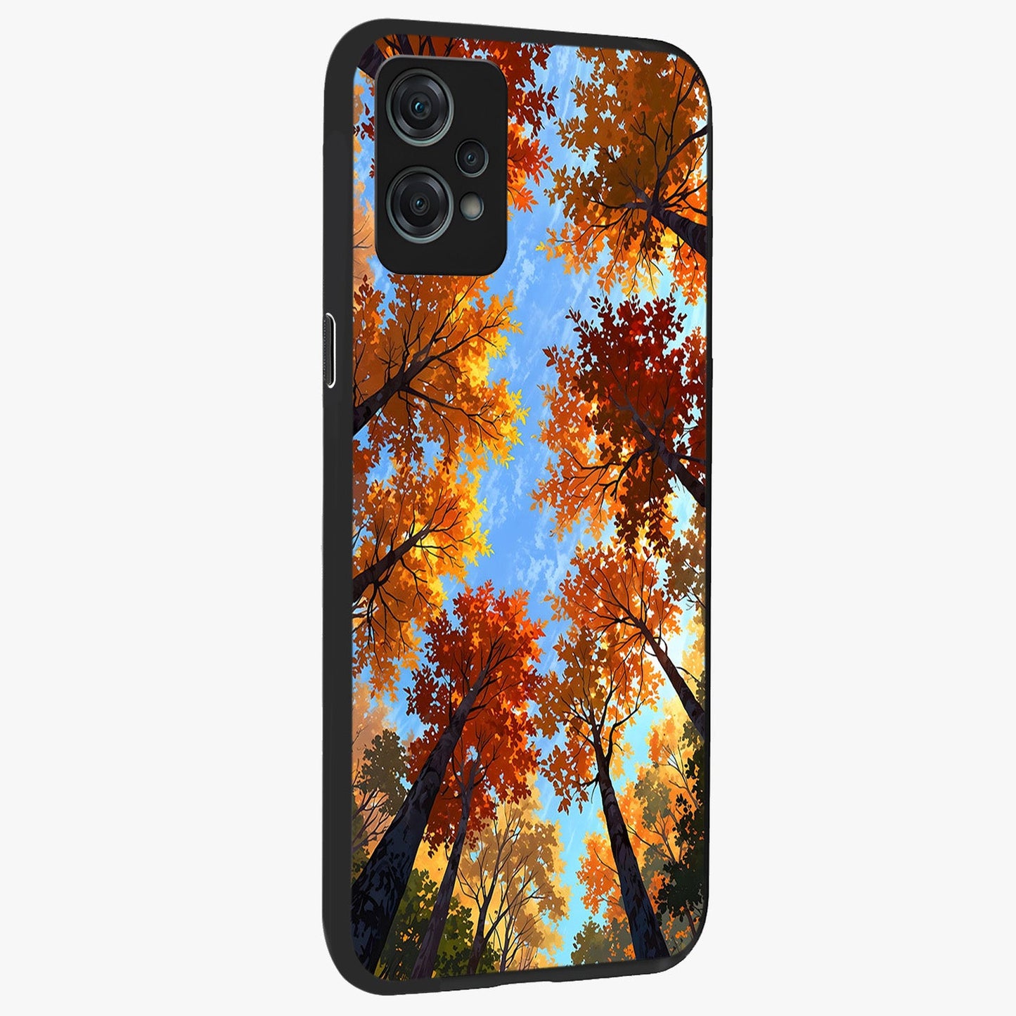 Amber Canopy Glow Glass Case for 1+Nord Ce 2 Lite side perspective highlighting rich nature inspired design details