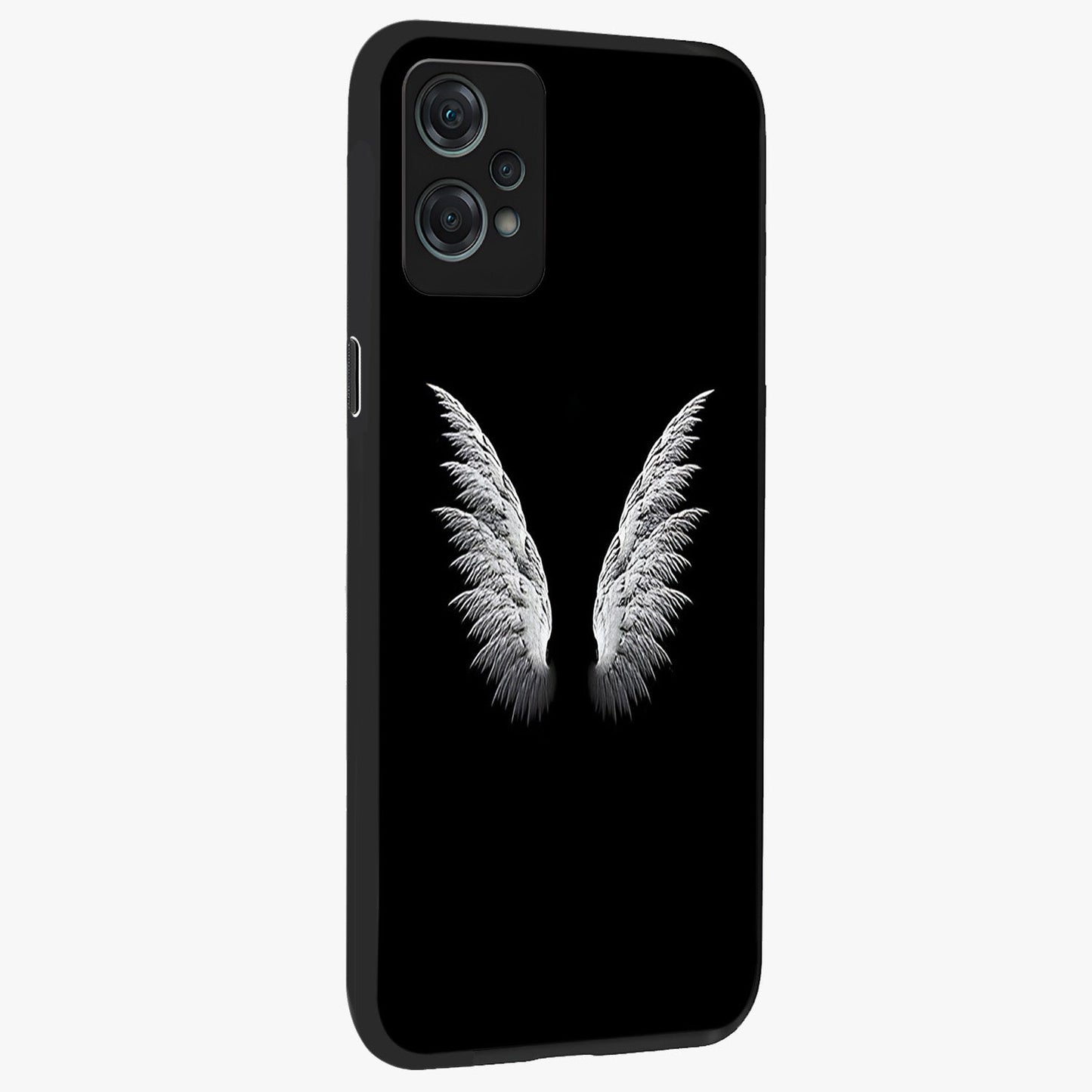 Angel Wing Grace Glass Case for 1+Nord Ce 2 Lite side perspective highlighting delicate wing illustration details