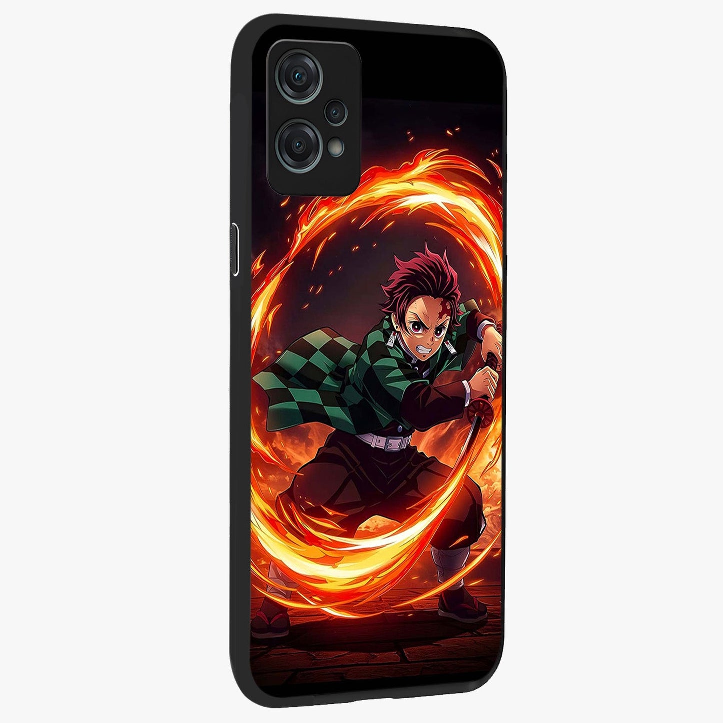 Blazing Sword Resolve Glass Case for 1+Nord Ce 2 Lite displayed upright for strong warrior visibility and premium finish.