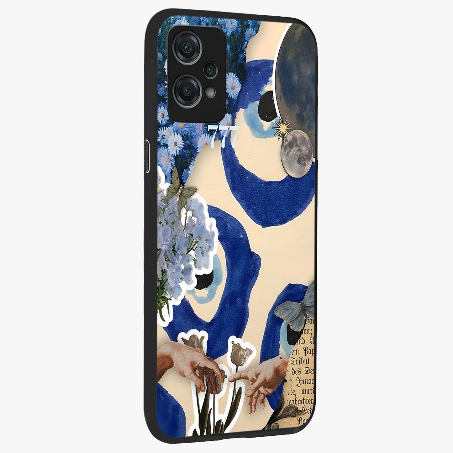 Blue Evil Divine Glass Case for 1+Nord Ce 2 Lite side perspective highlighting protective charm detailing and smooth premium edges