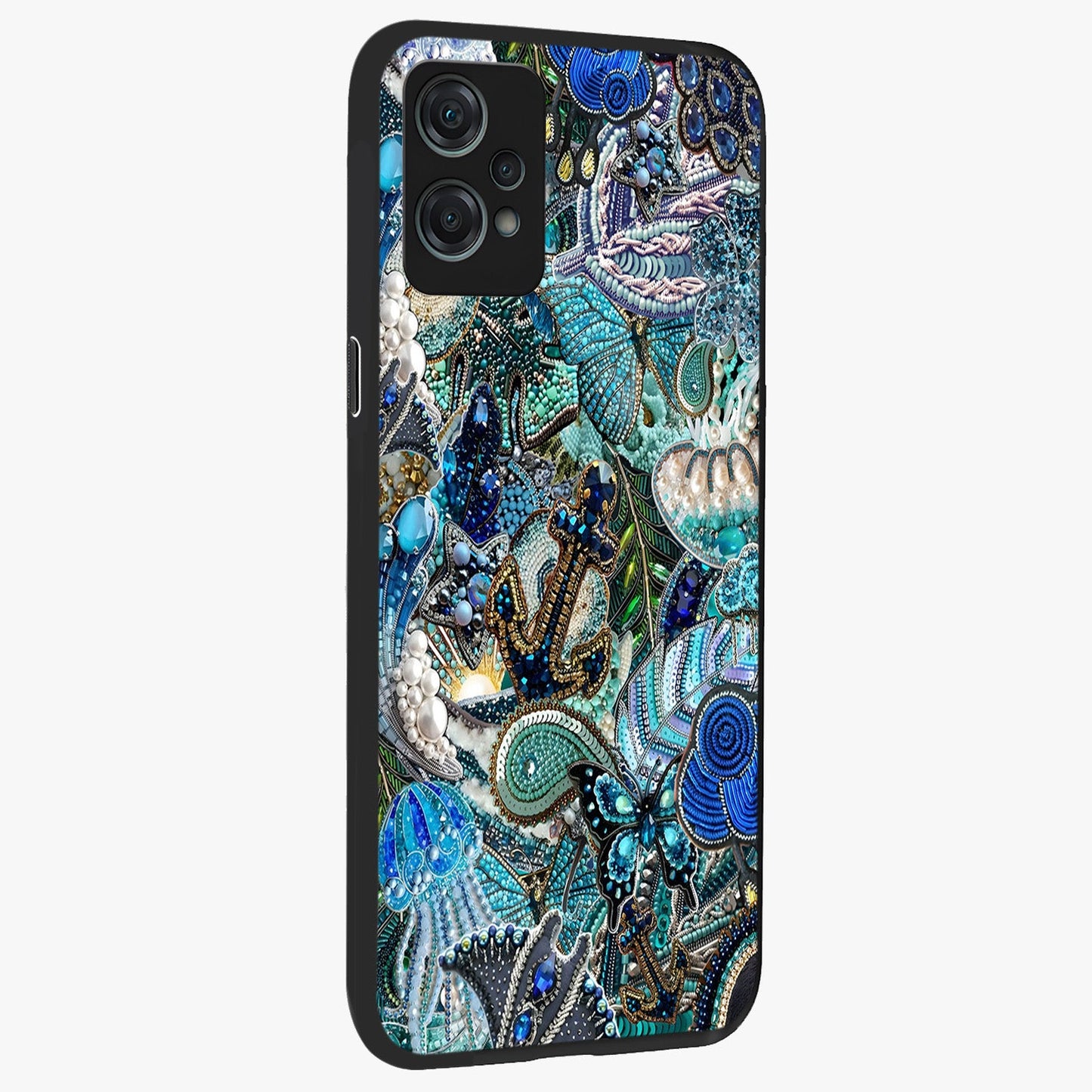 Crystal Ocean Magic Glass Case for 1+Nord Ce 2 Lite side perspective highlighting wave textures and smooth premium build