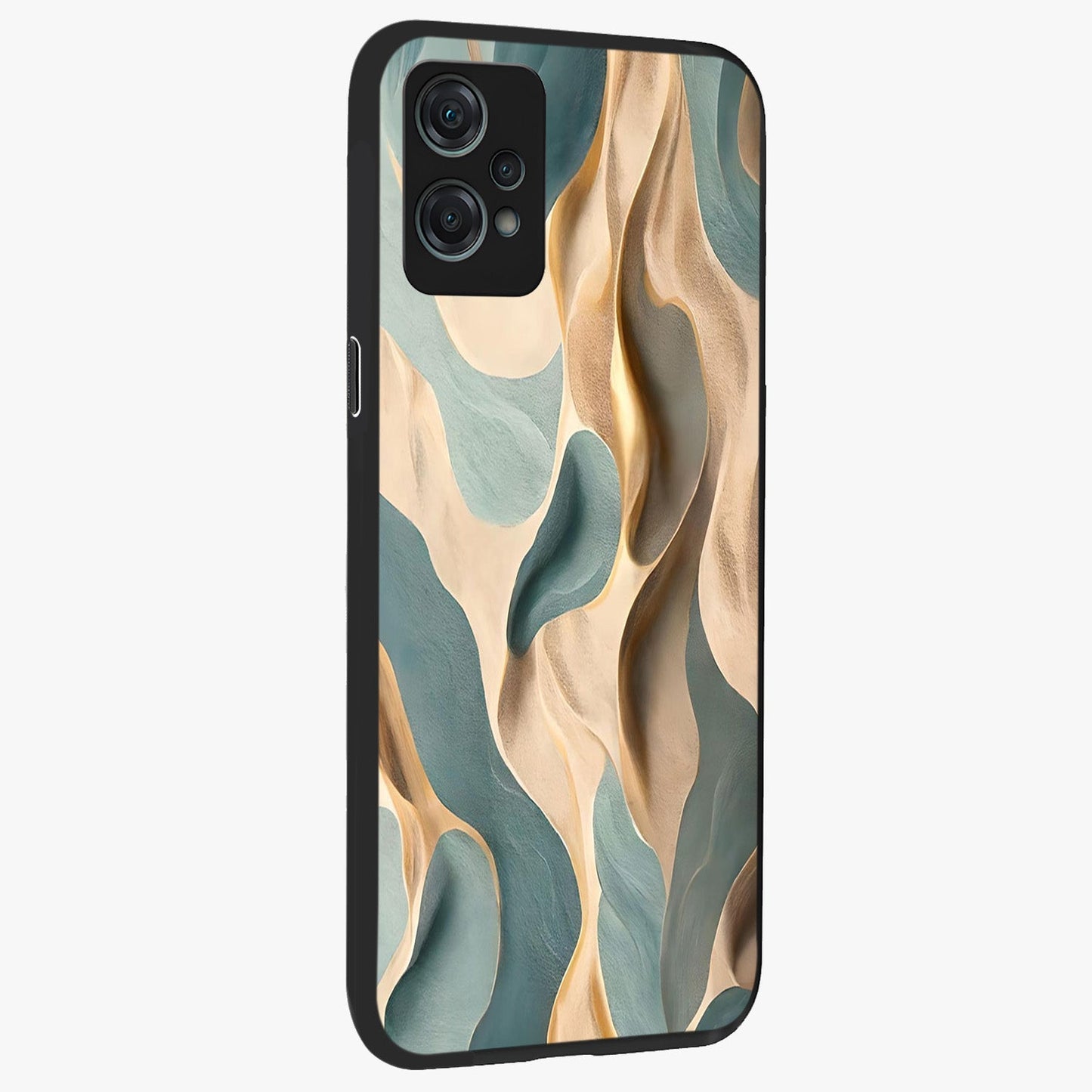 Golden Dune Waves Glass Case for 1+Nord Ce 2 Lite side perspective highlighting warm gradients and premium edges